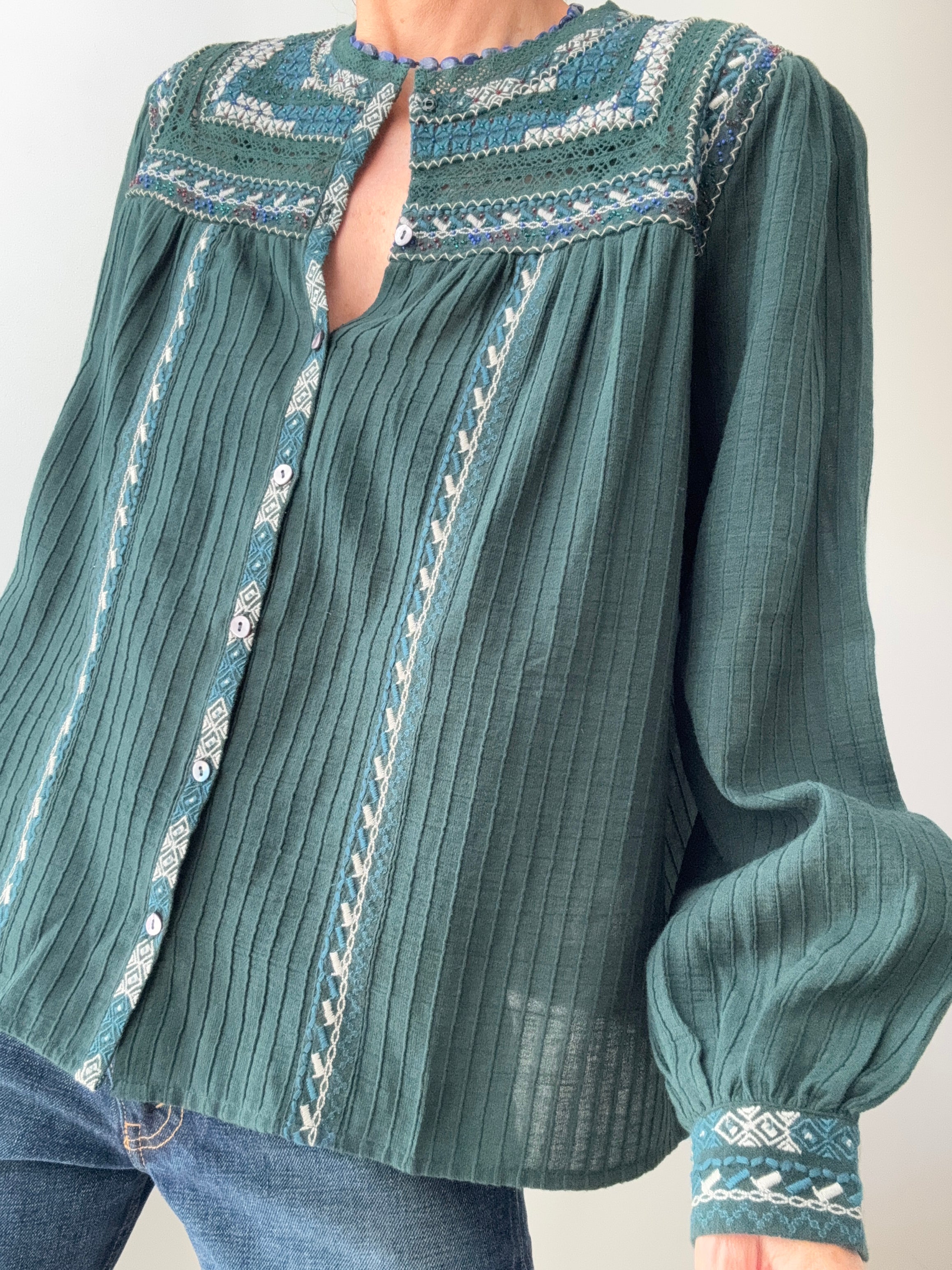Antik Batik Blouses Small Tamara Blouse Green