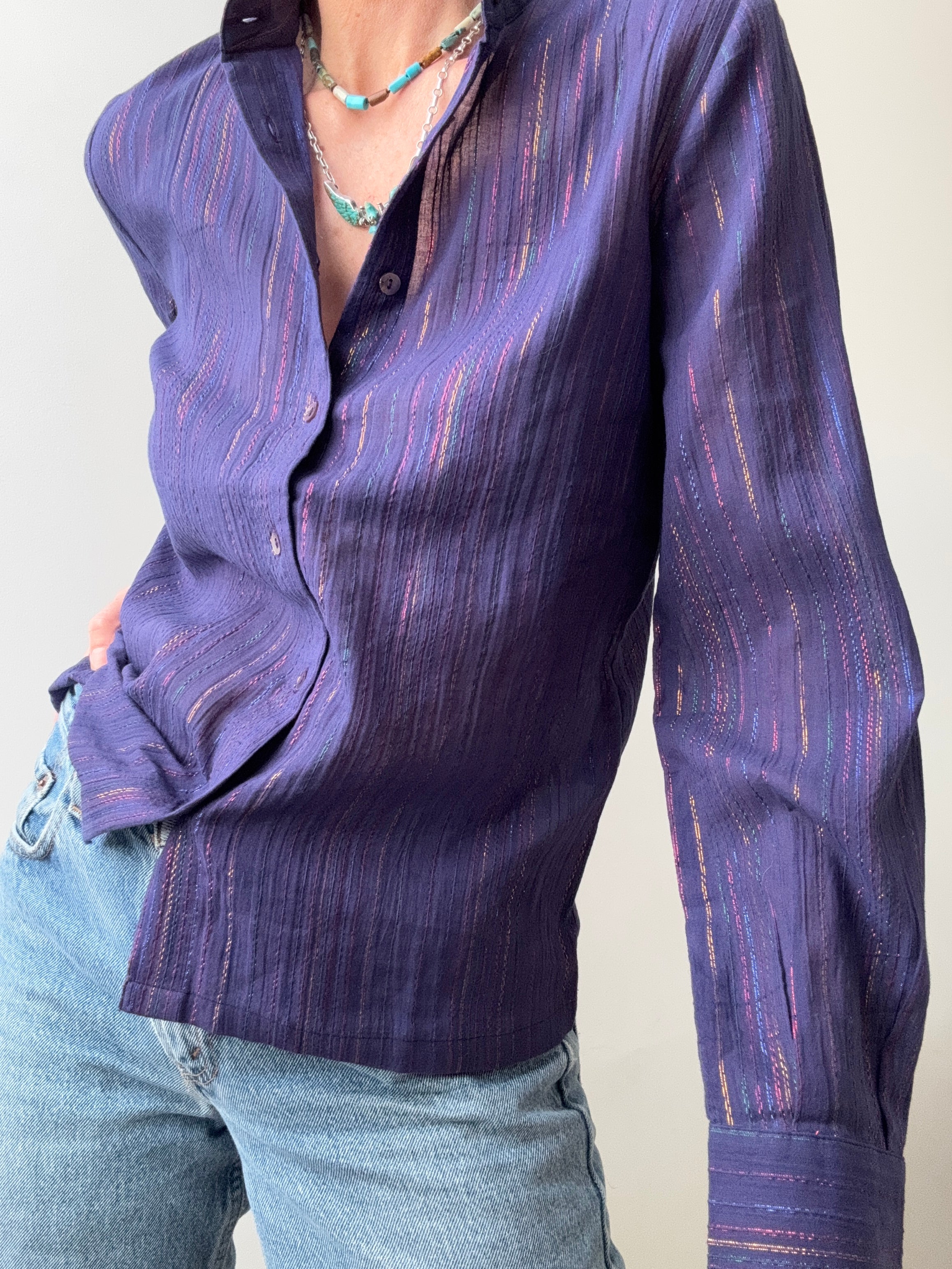 Antik Batik Shirts Small Cotton Gauze Shirt Grape