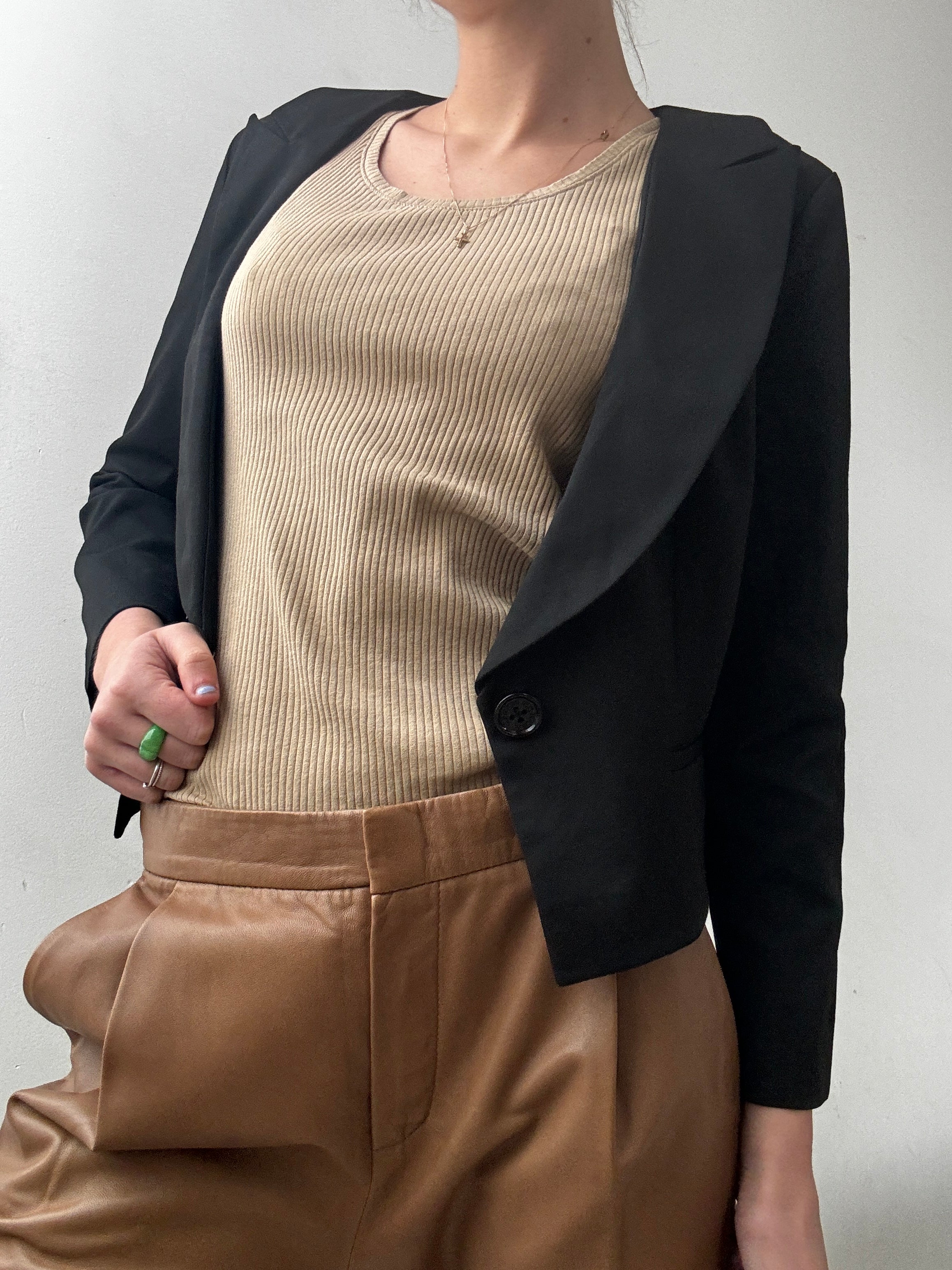 Vintage Designer Cropped Black Blazer | Jackets