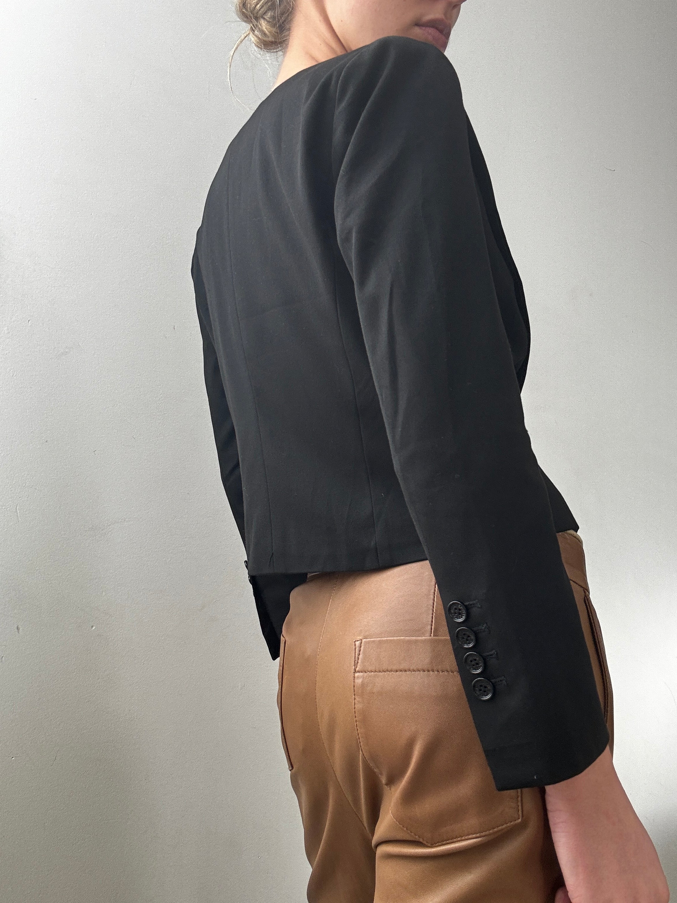 Vintage Designer Cropped Black Blazer | Jackets