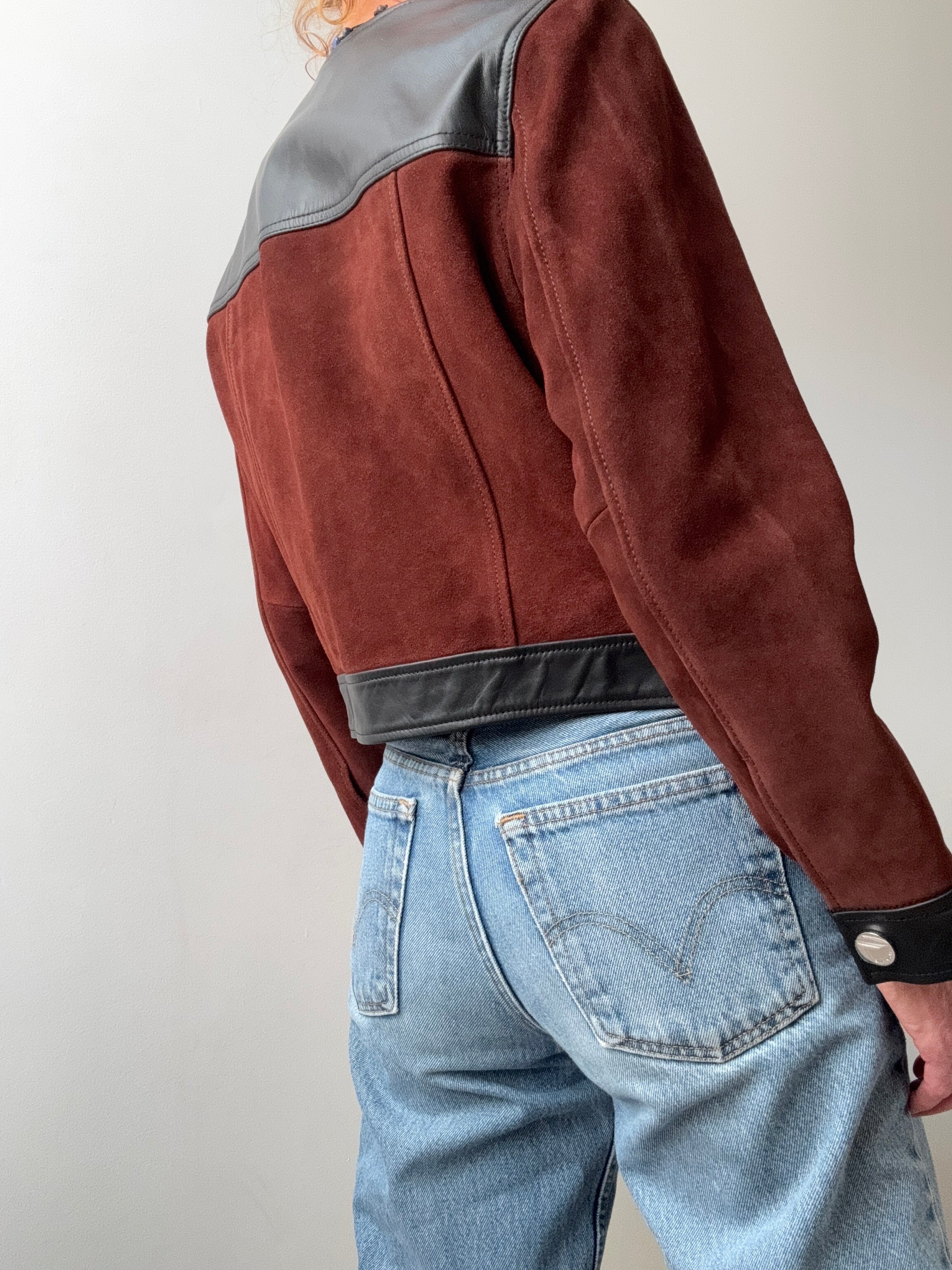 Bimba Y Lola Jackets Black Leather Two Tone Jacket