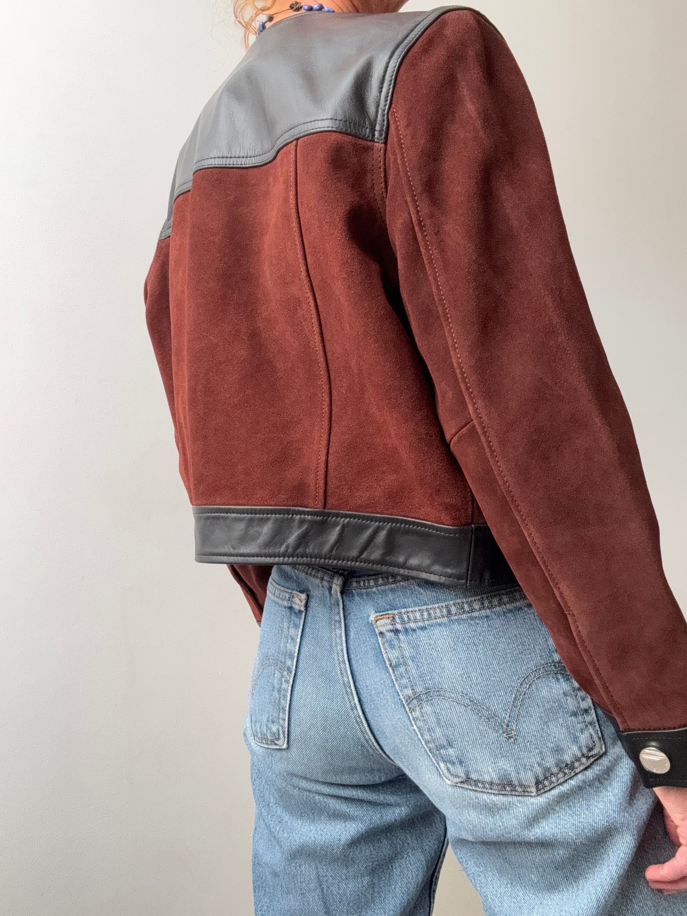 Bimba Y Lola Jackets Black Leather Two Tone Jacket