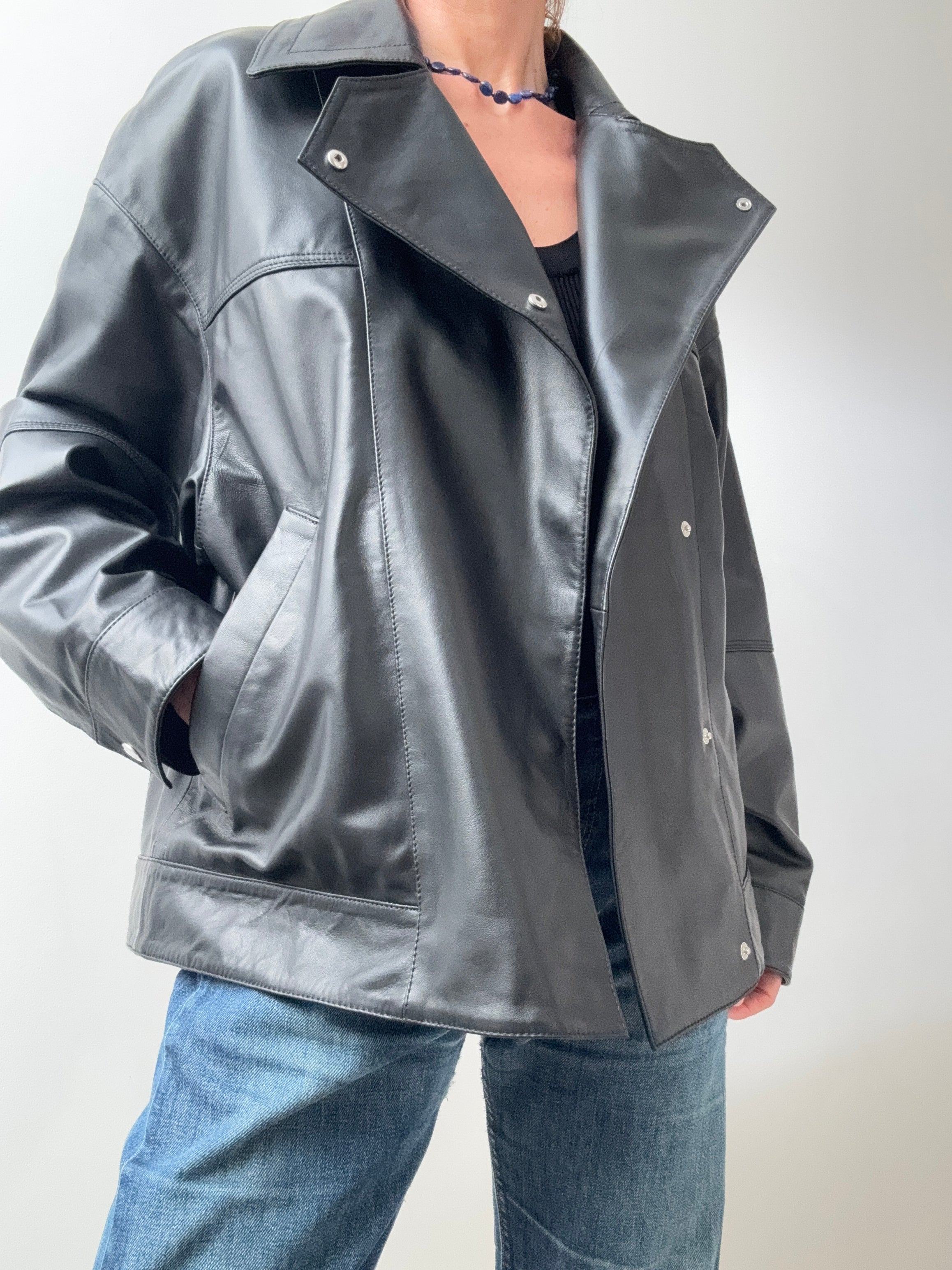 Bimba Y Lola Jackets Cross Front Leather Jacket Black