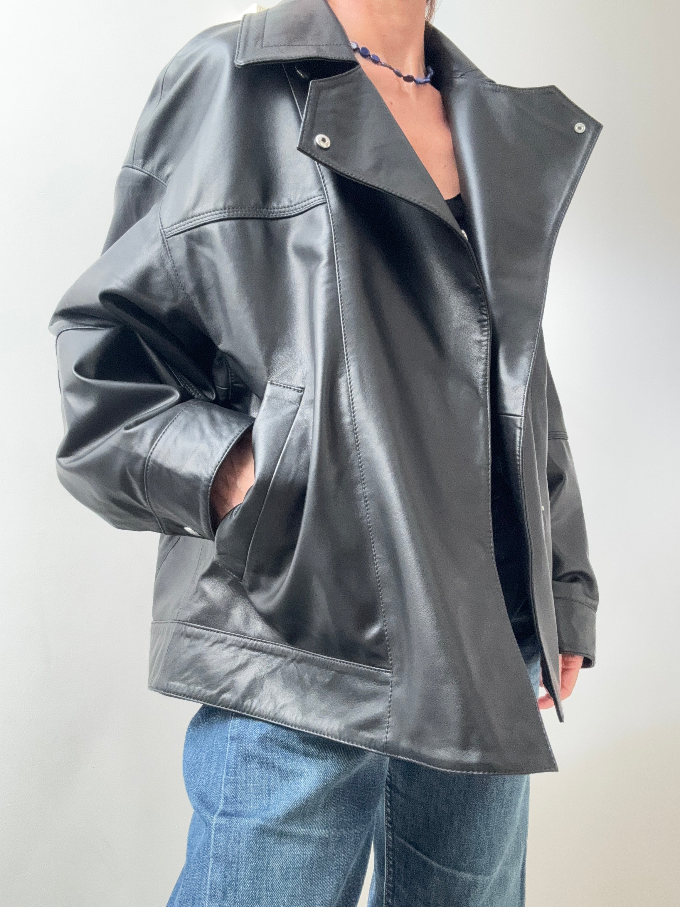 Bimba Y Lola Jackets Cross Front Leather Jacket Black