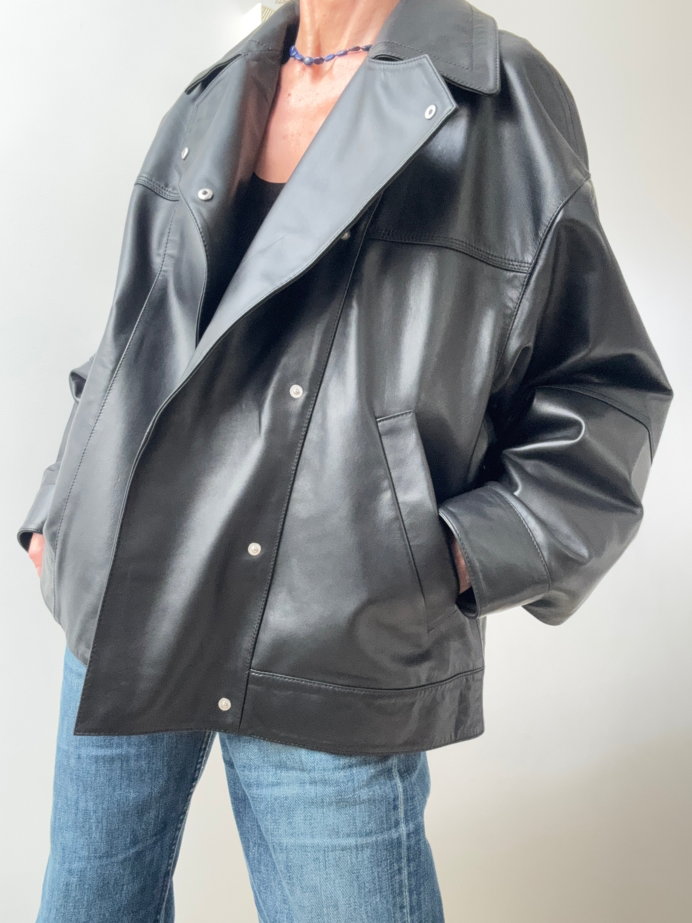 Bimba Y Lola Jackets Cross Front Leather Jacket Black