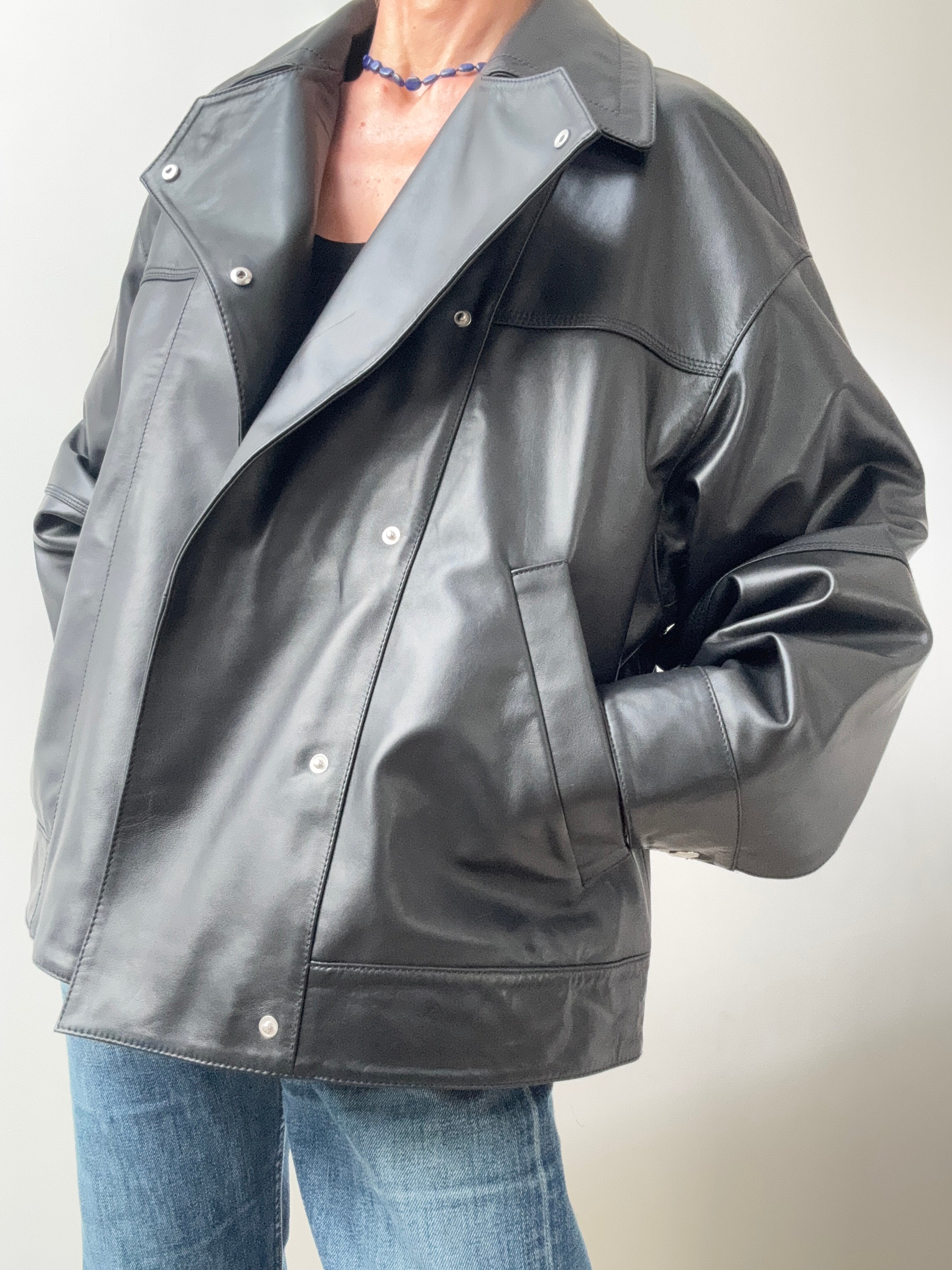 Bimba Y Lola Jackets Cross Front Leather Jacket Black