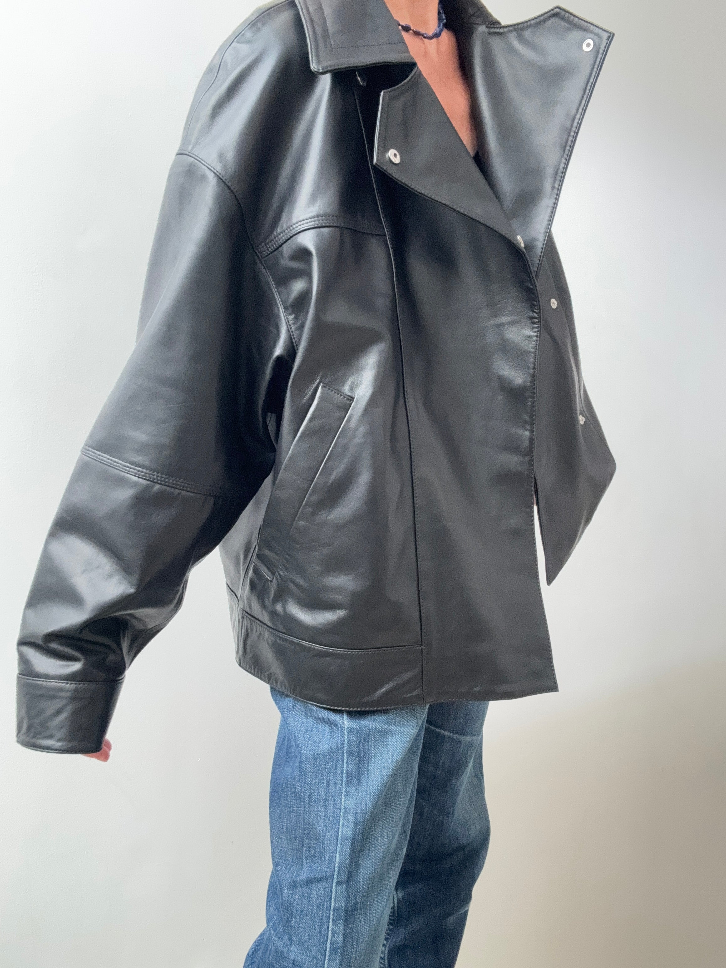 Bimba Y Lola Jackets Cross Front Leather Jacket Black