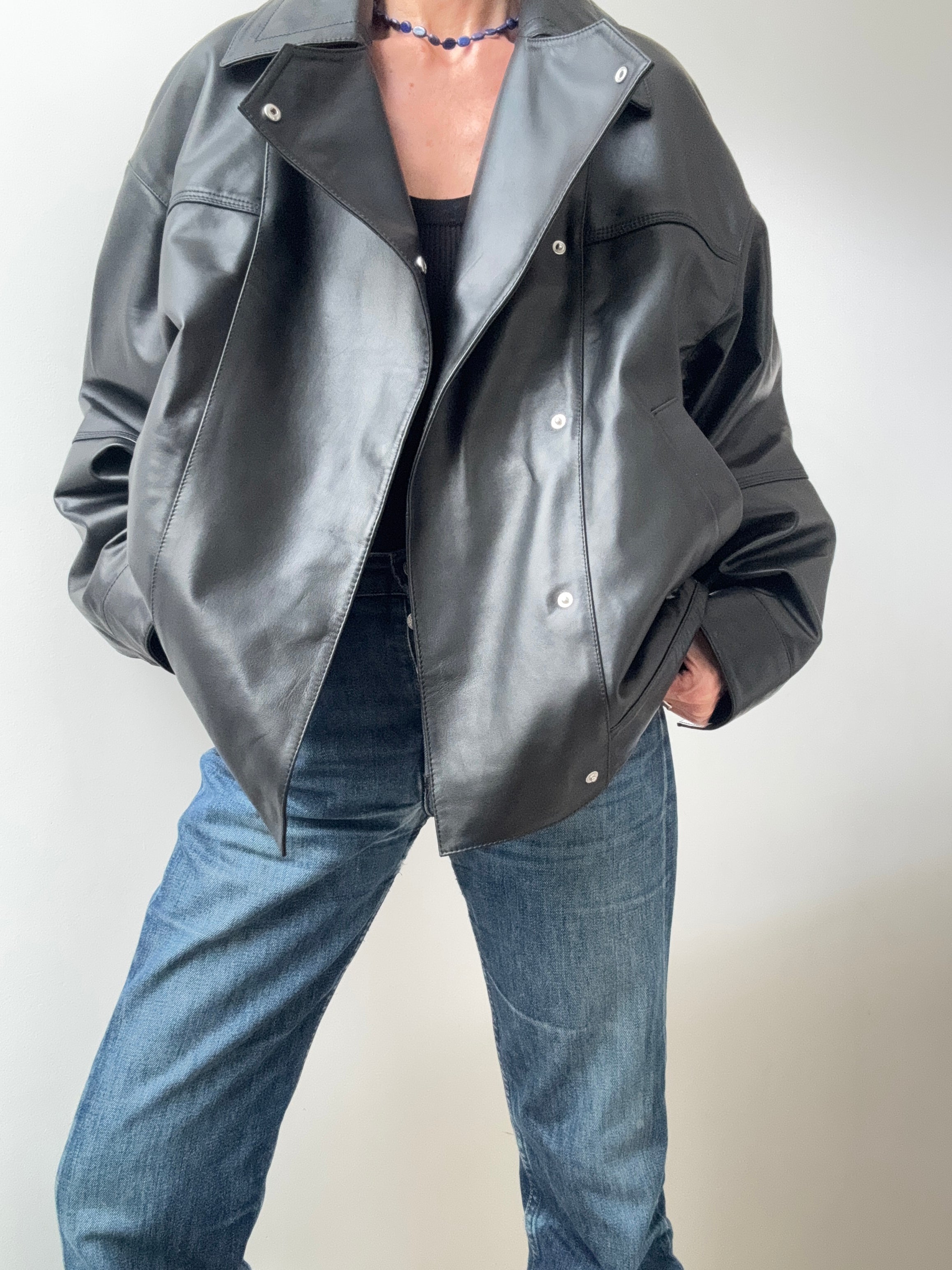 Bimba Y Lola Jackets Cross Front Leather Jacket Black