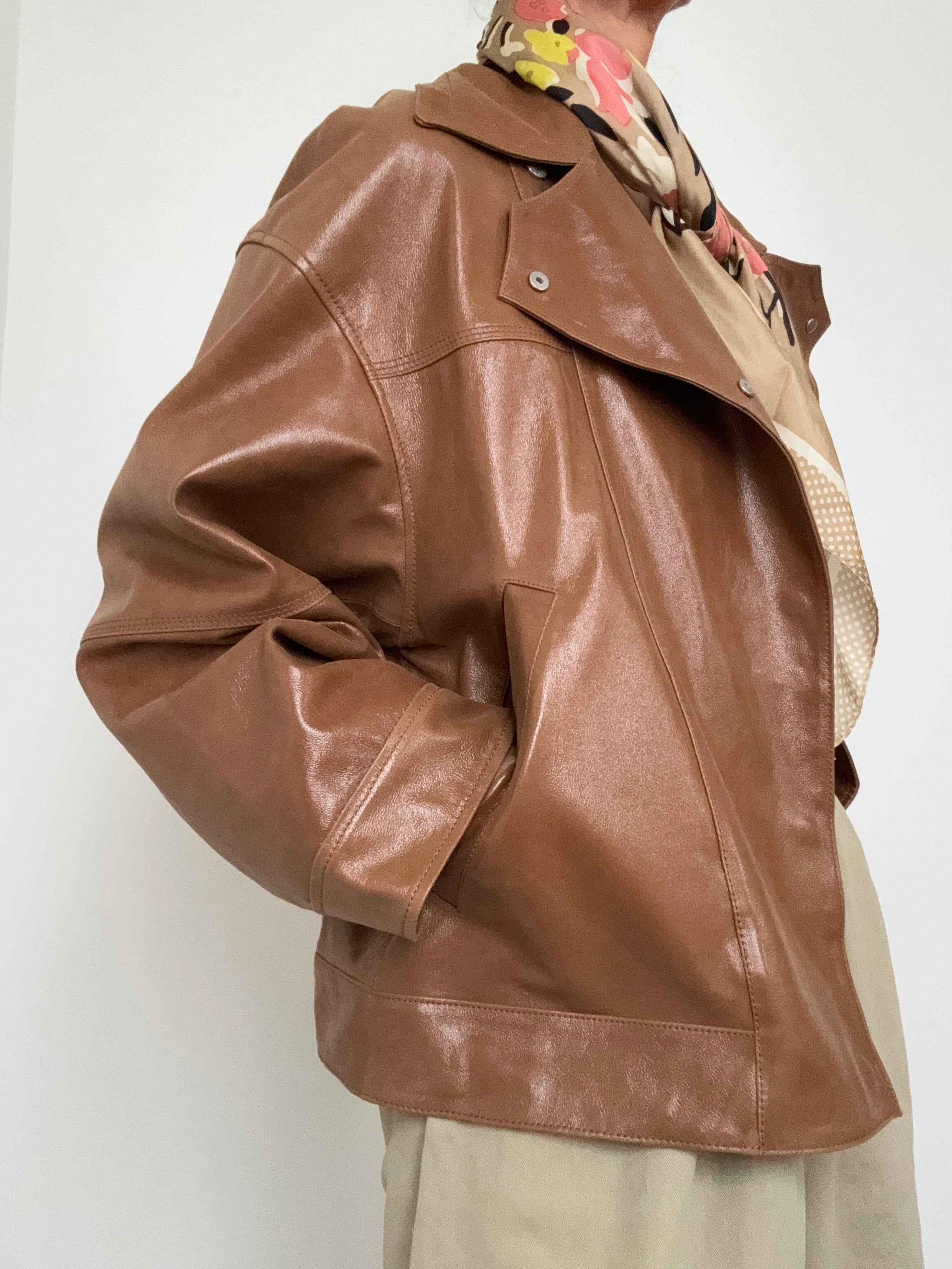 Bimba Y Lola Jackets Cross Front Leather Jacket Caramel