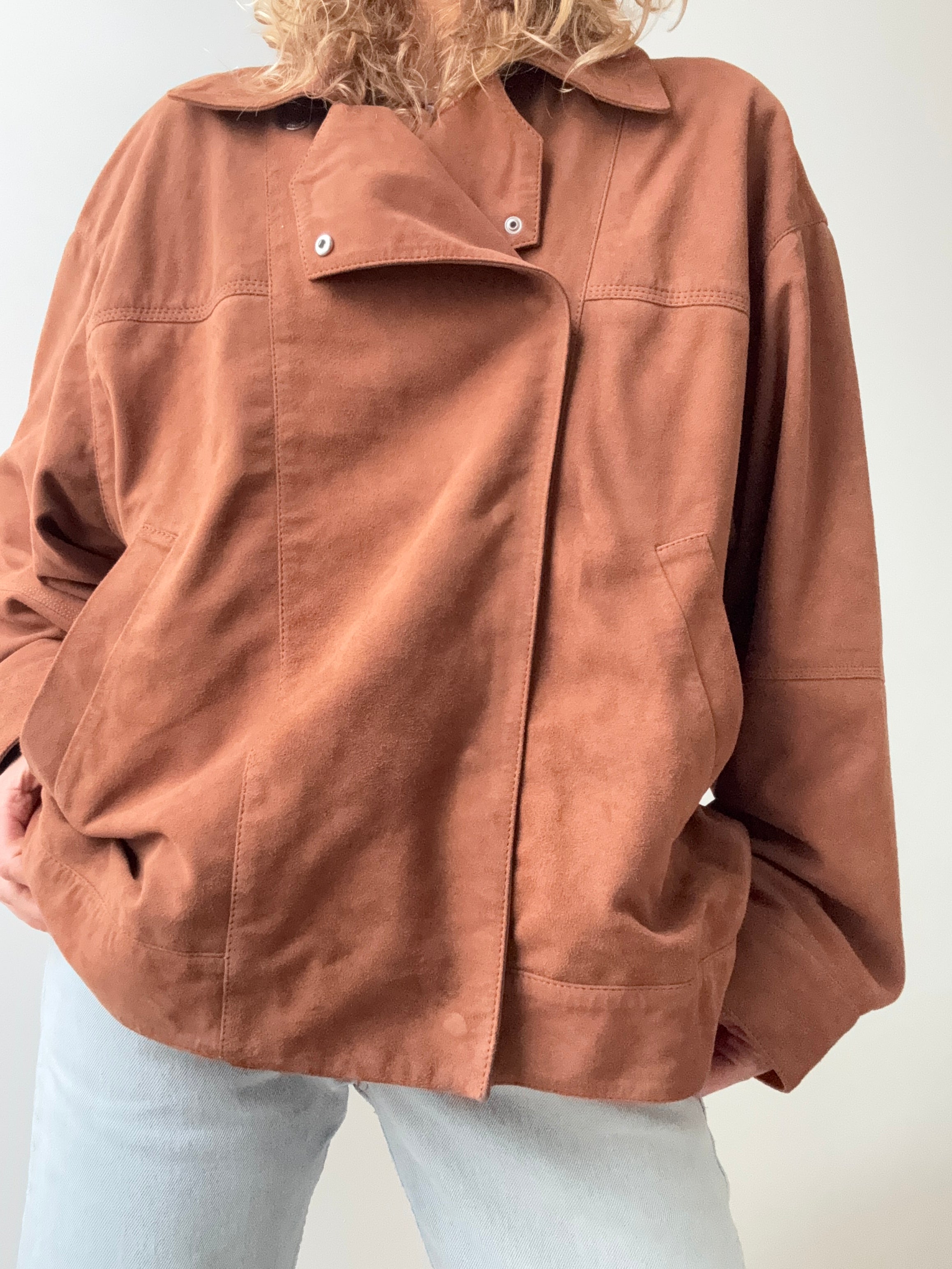 Cross Front Suede Leather Jacket Tan | Jackets