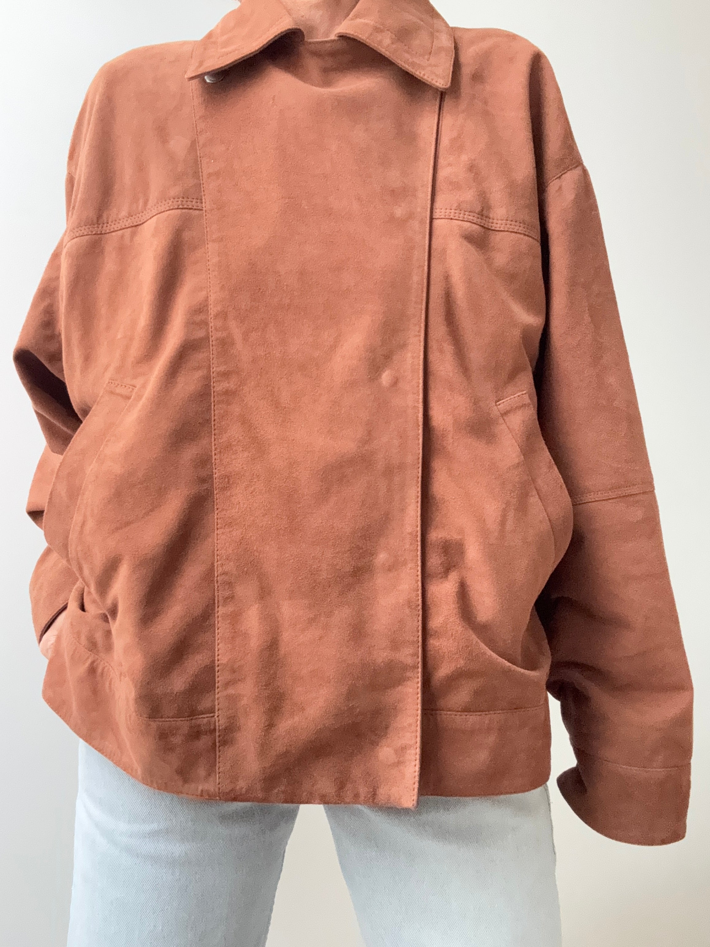 Cross Front Suede Leather Jacket Tan | Jackets