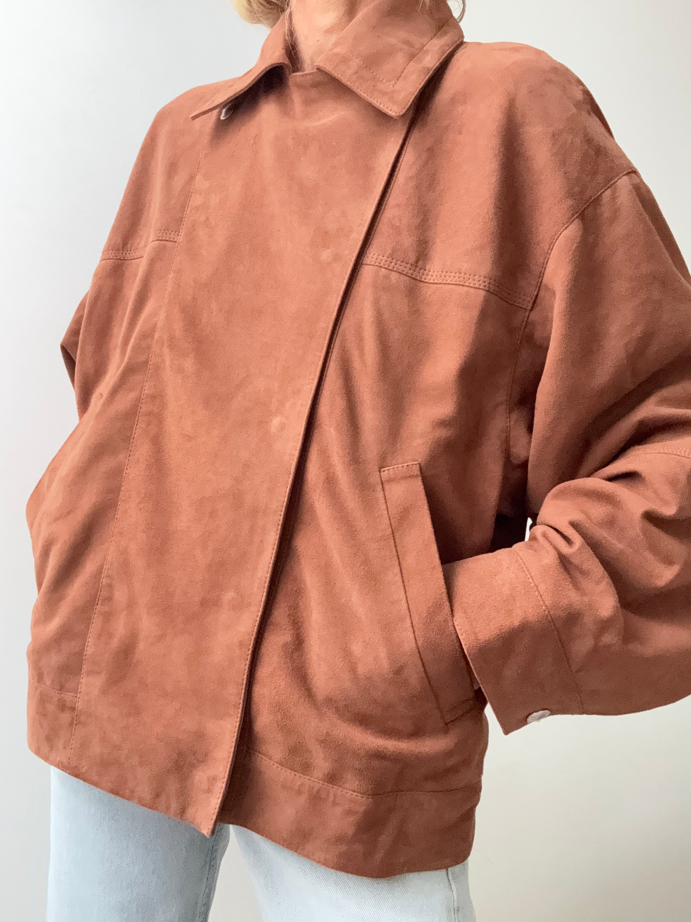 Cross Front Suede Leather Jacket Tan | Jackets
