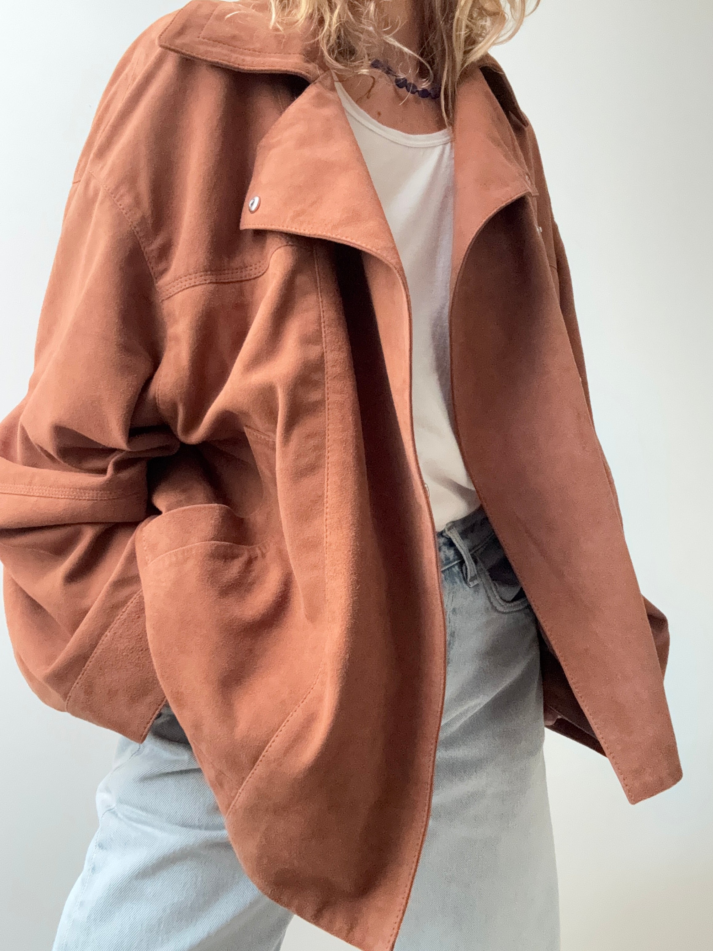 Cross Front Suede Leather Jacket Tan | Jackets