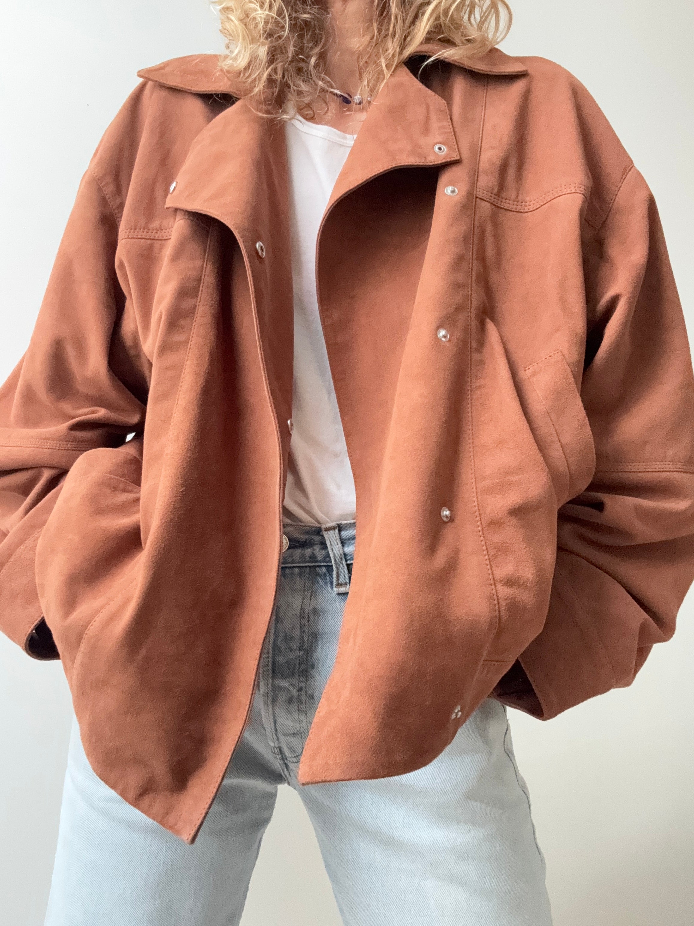 Cross Front Suede Leather Jacket Tan | Jackets