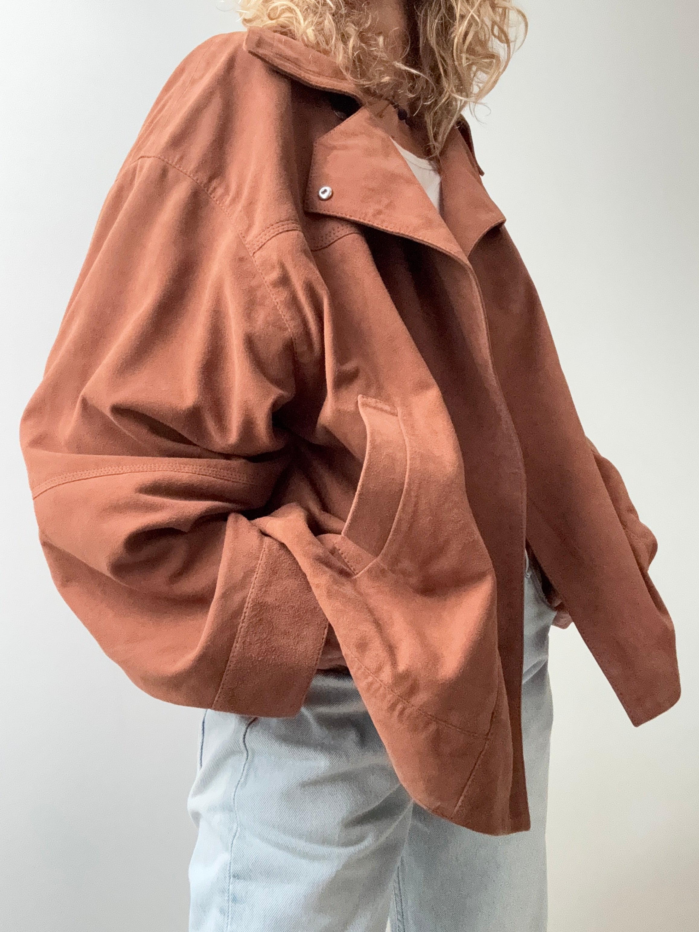 Cross Front Suede Leather Jacket Tan | Jackets
