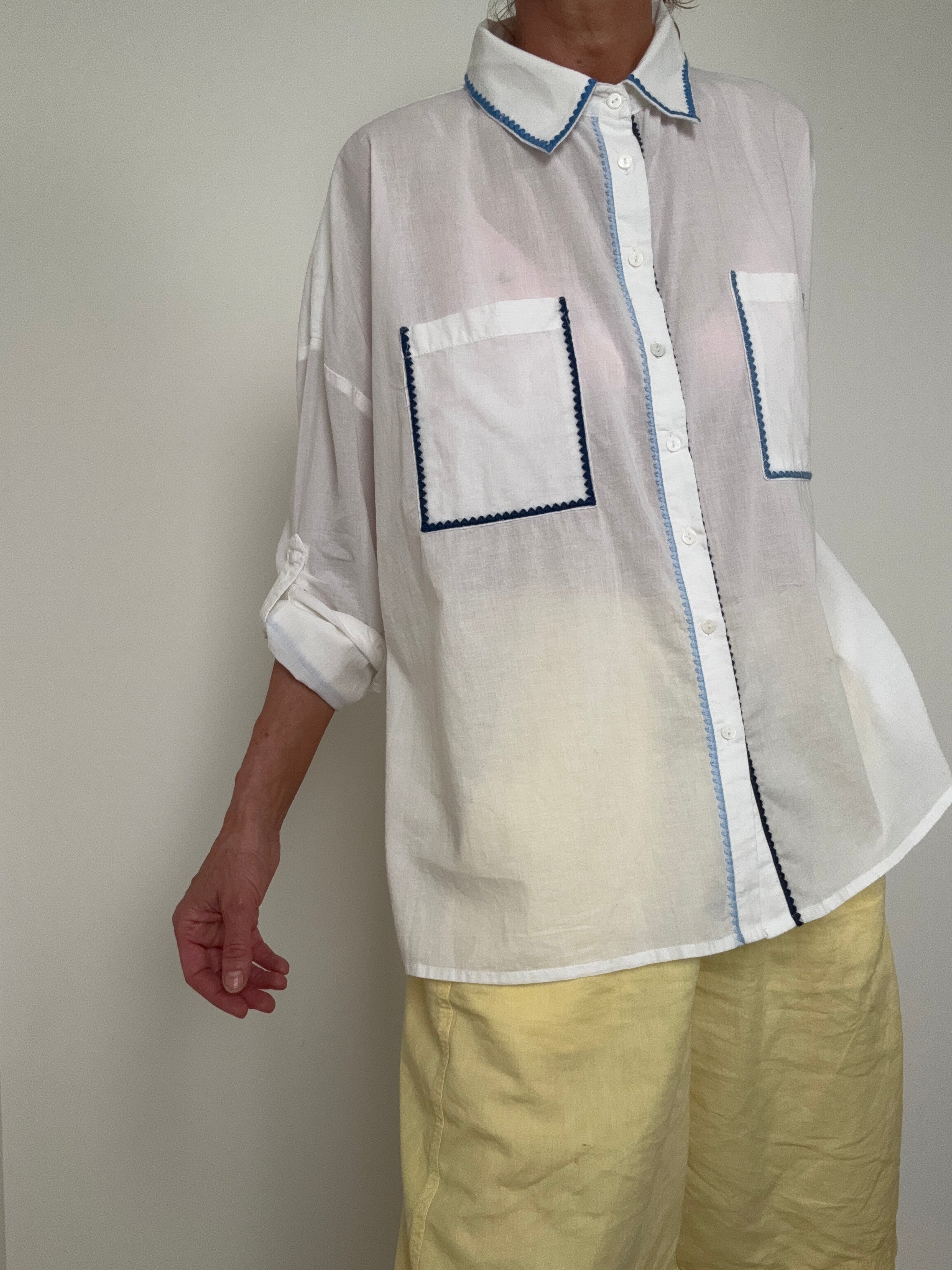 Diana Gallesi Blue Trim Shirt