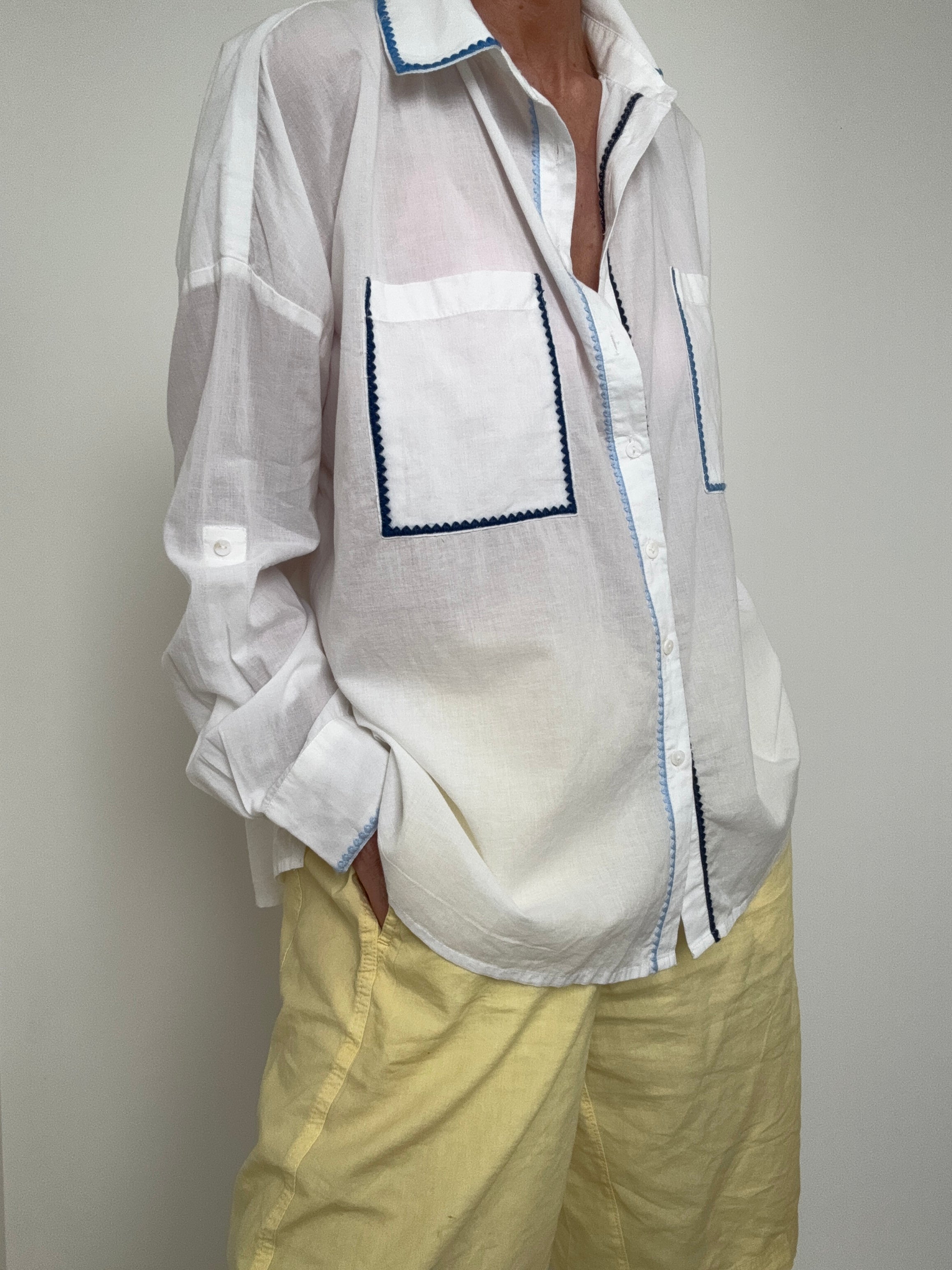 Diana Gallesi Blue Trim Shirt