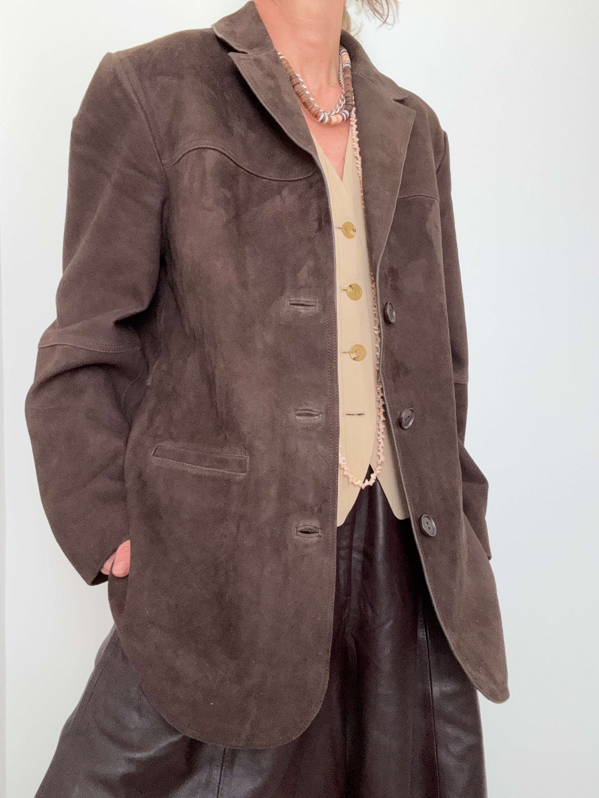 Hendrix Bitter Choc Suede Leather Jacket | Jackets