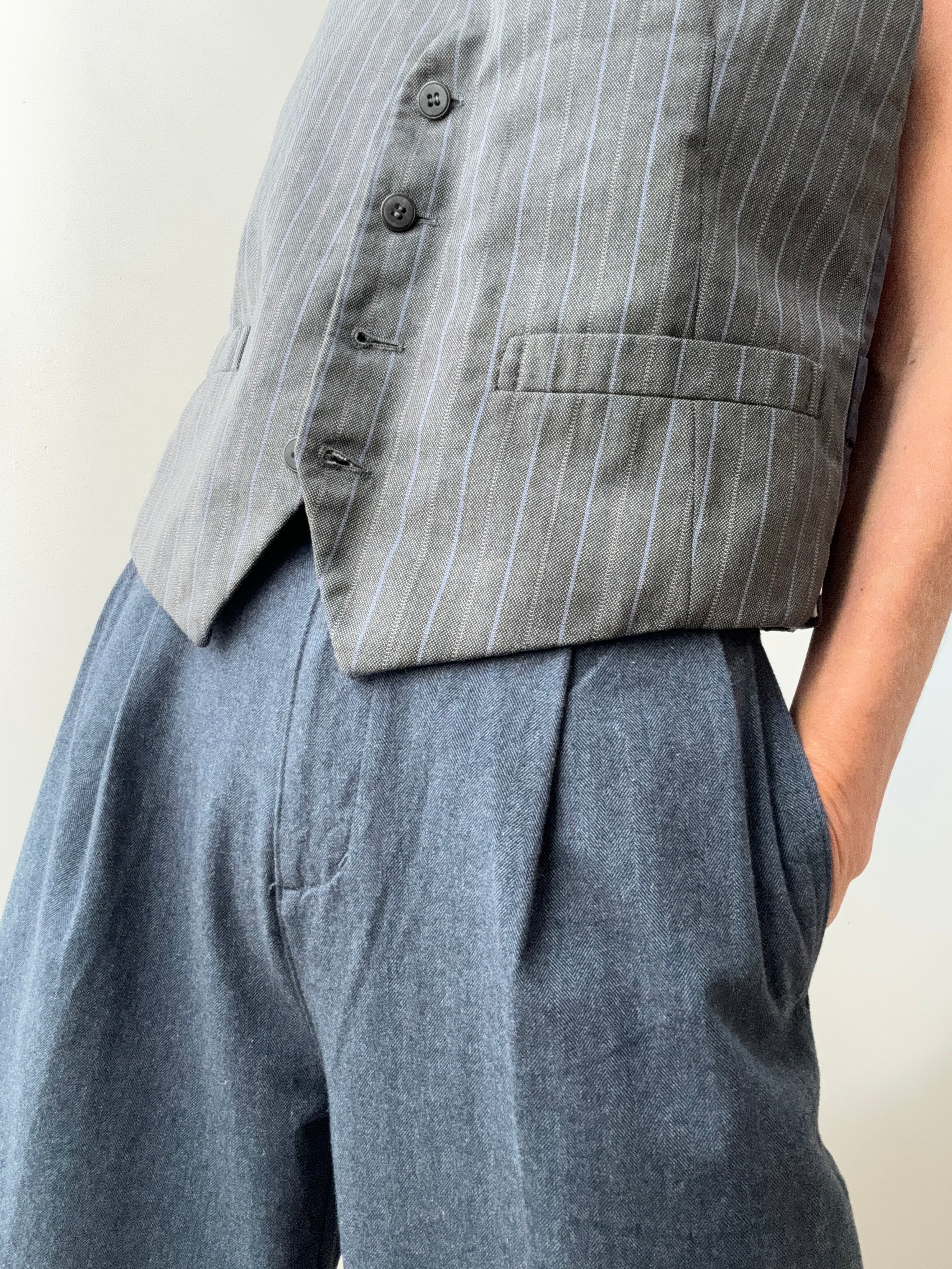 Dockers High Pleated Wide Leg Trousers Blue Herringbone | Pants