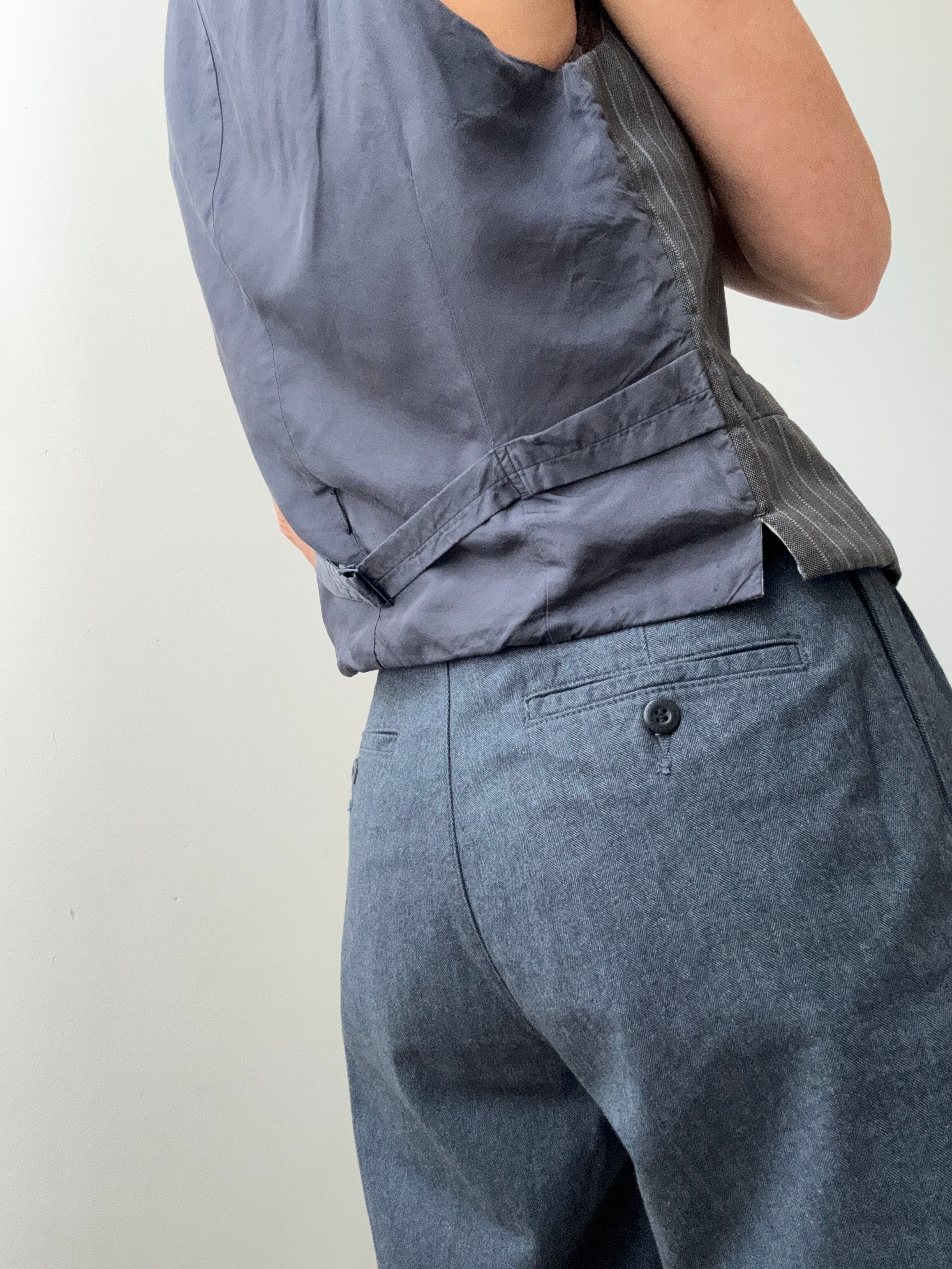 Dockers High Pleated Wide Leg Trousers Blue Herringbone | Pants