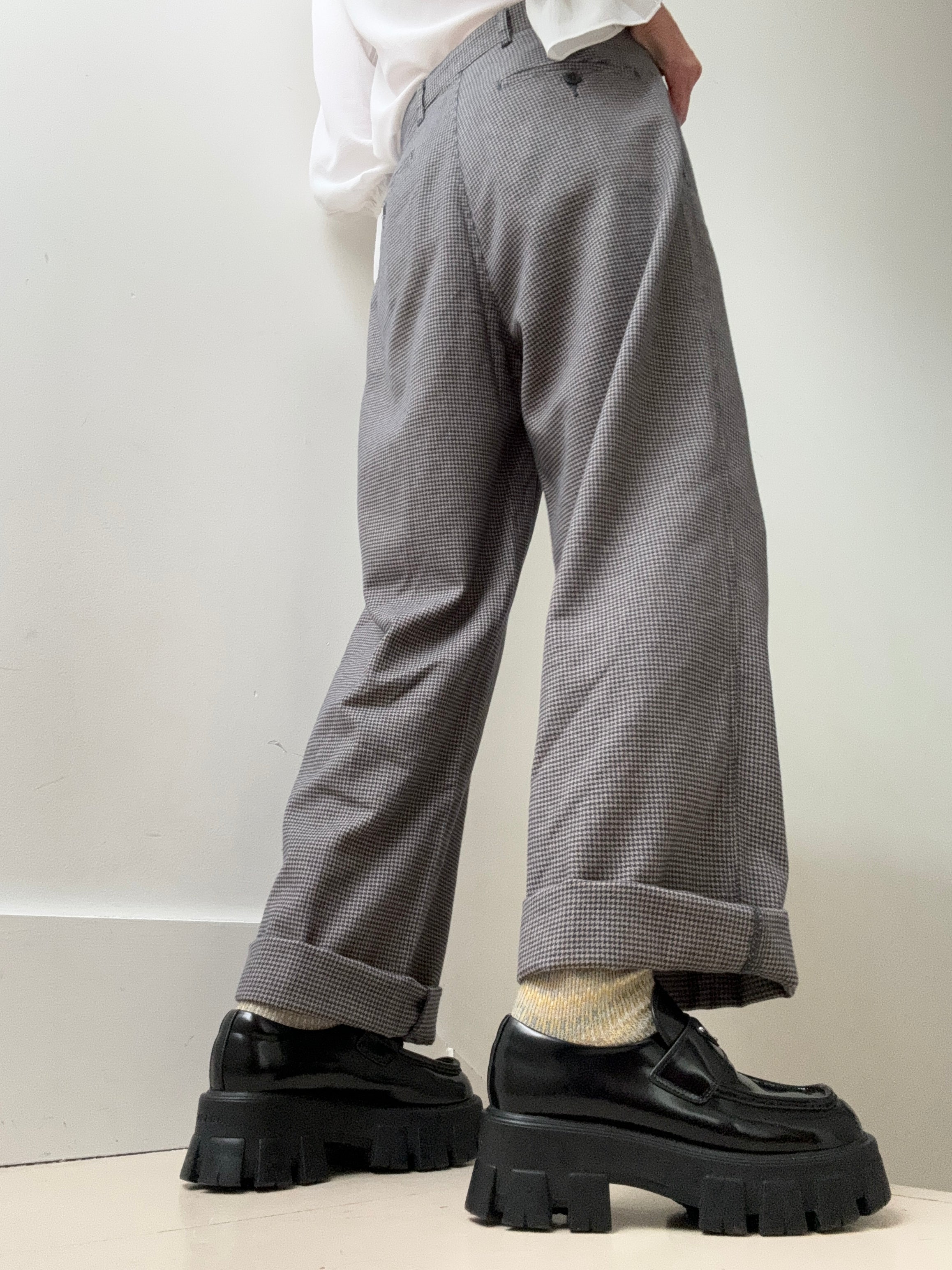 Dockers High Pleated Wide Leg Trousers Blue Houndstooth | Pants