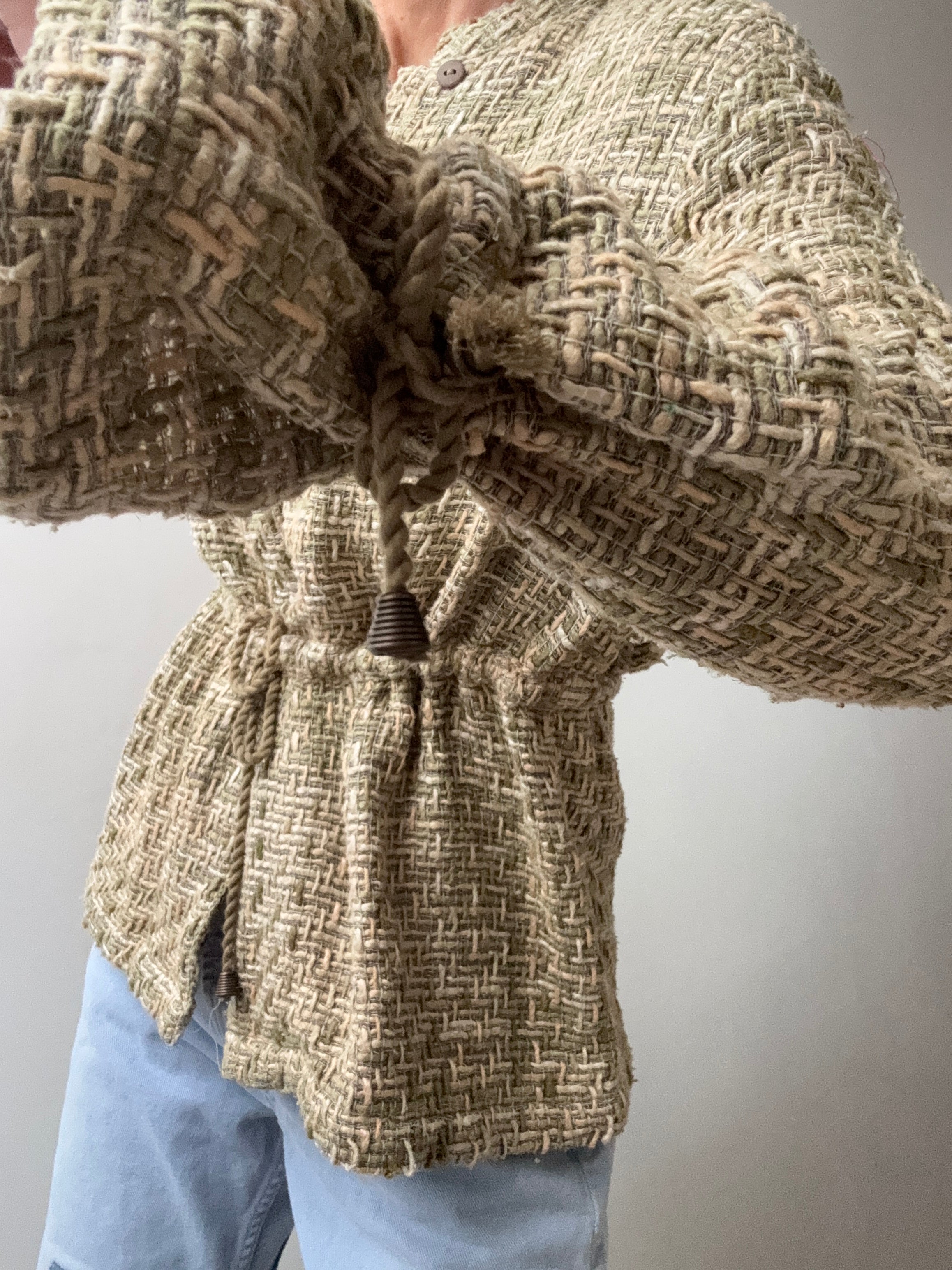 Raw Silk Woven Jacket Leaf | Jackets
