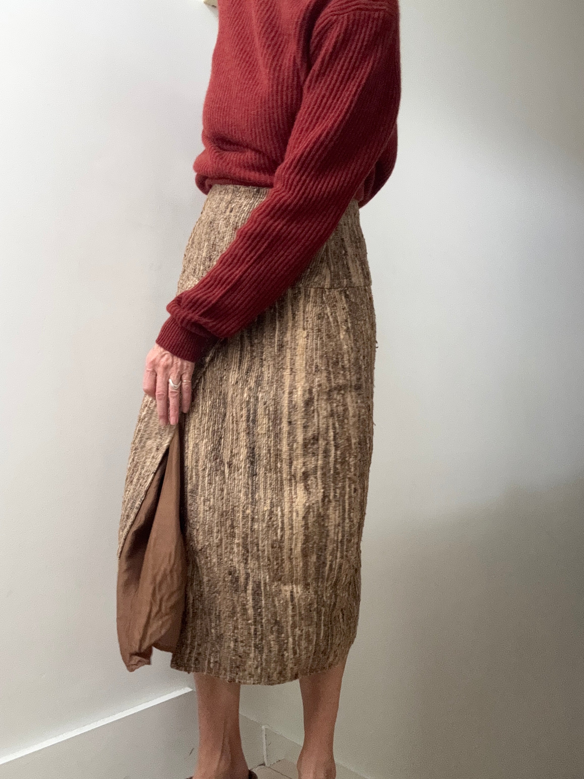 ELK NEW YORK Skirts Medium-Large Raw Silk Woven Skirt Natural