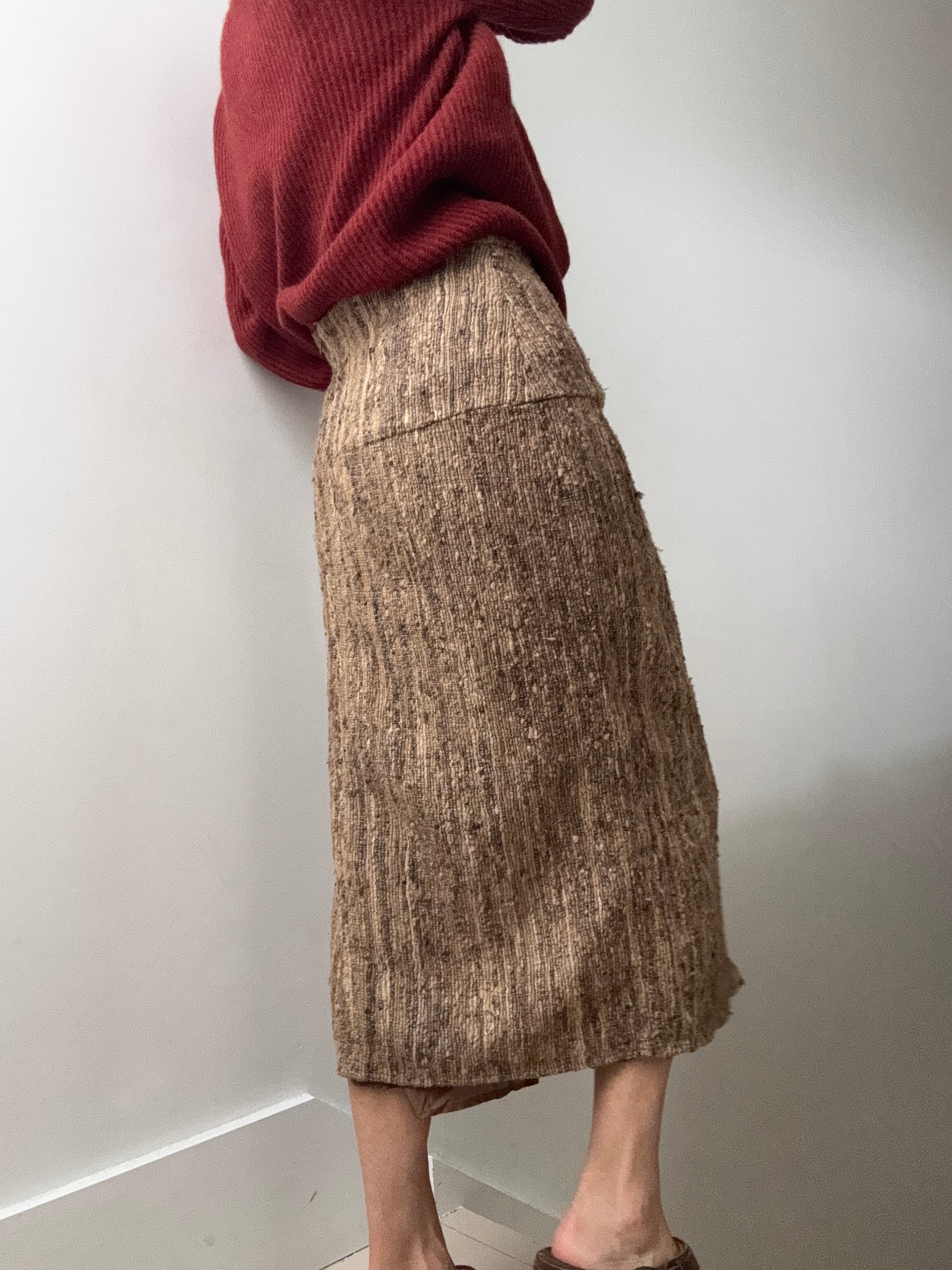 ELK NEW YORK Skirts Medium-Large Raw Silk Woven Skirt Natural