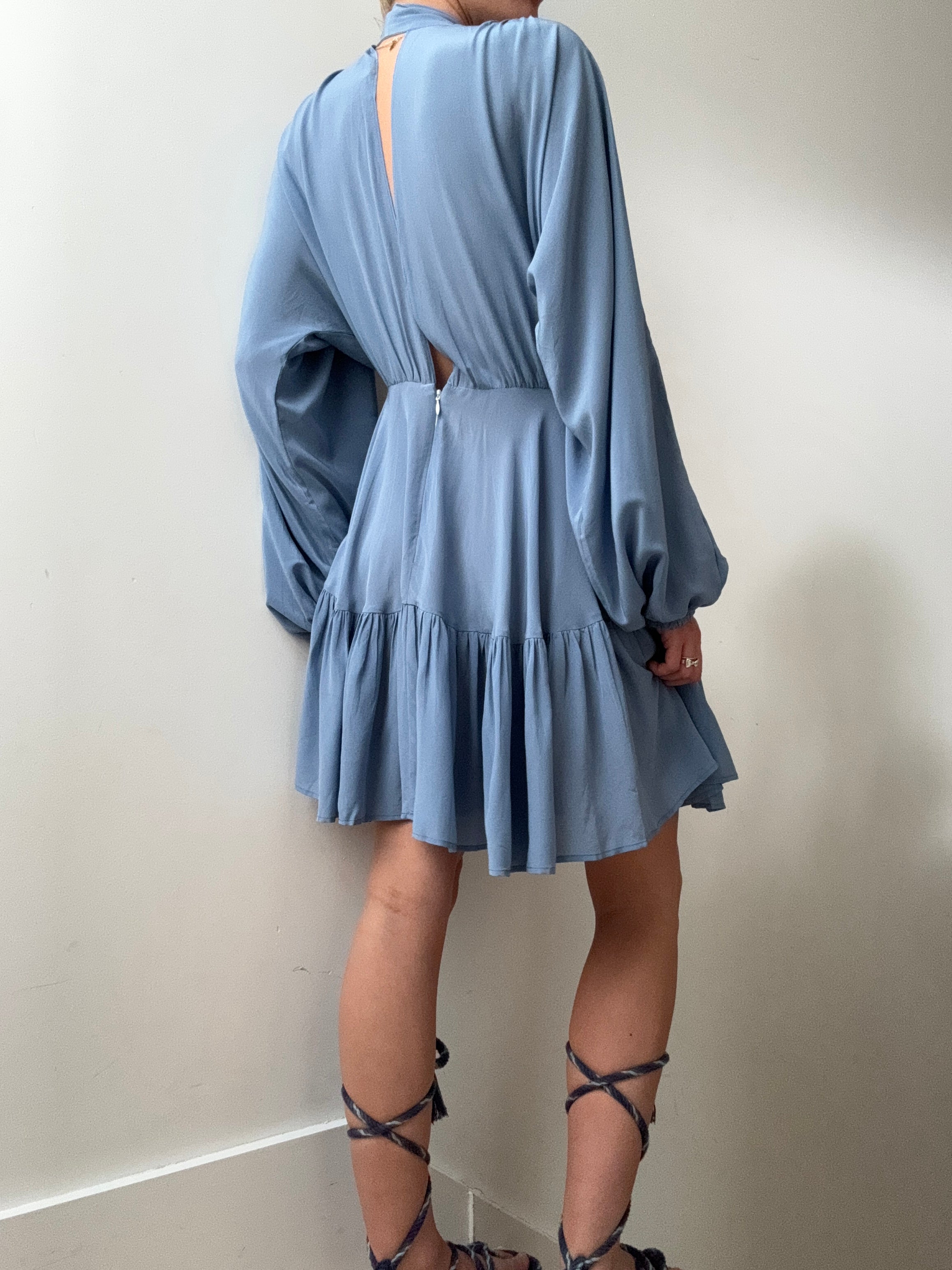 Evarae Dresses Evarae Tie Short Dress Blue