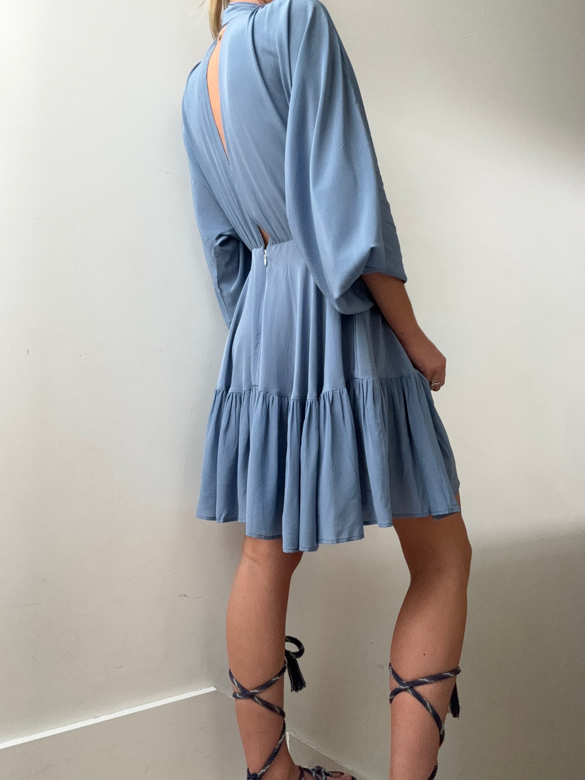 Evarae Dresses Evarae Tie Short Dress Blue