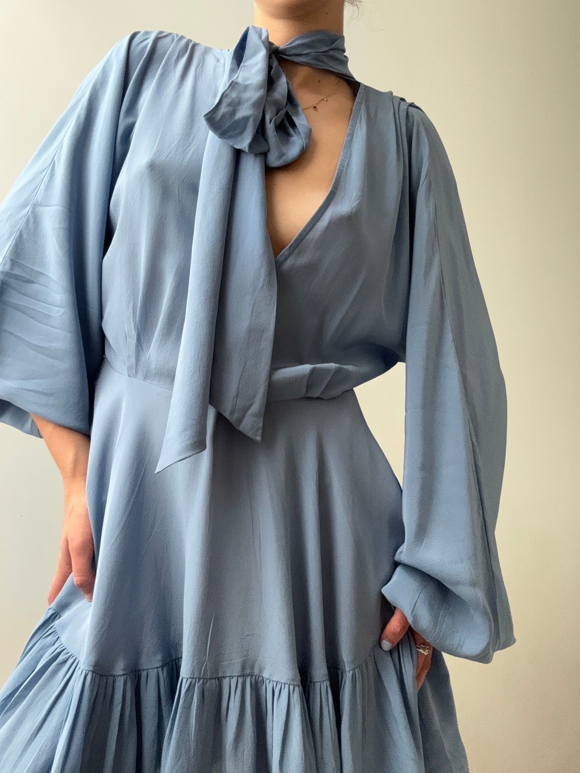 Evarae Dresses Evarae Tie Short Dress Blue