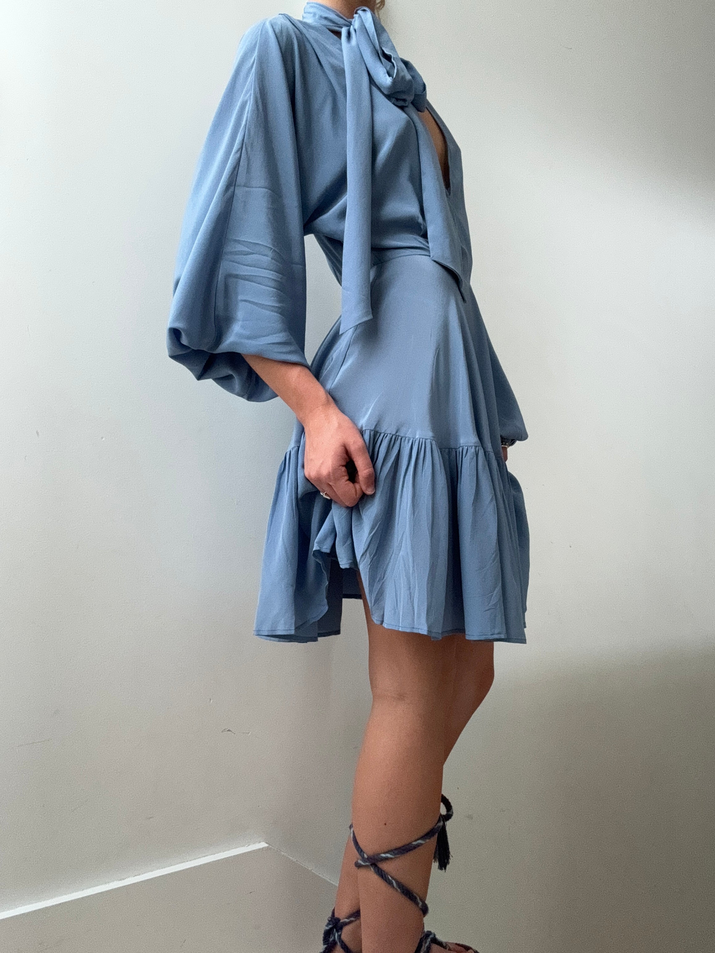 Evarae Dresses Evarae Tie Short Dress Blue