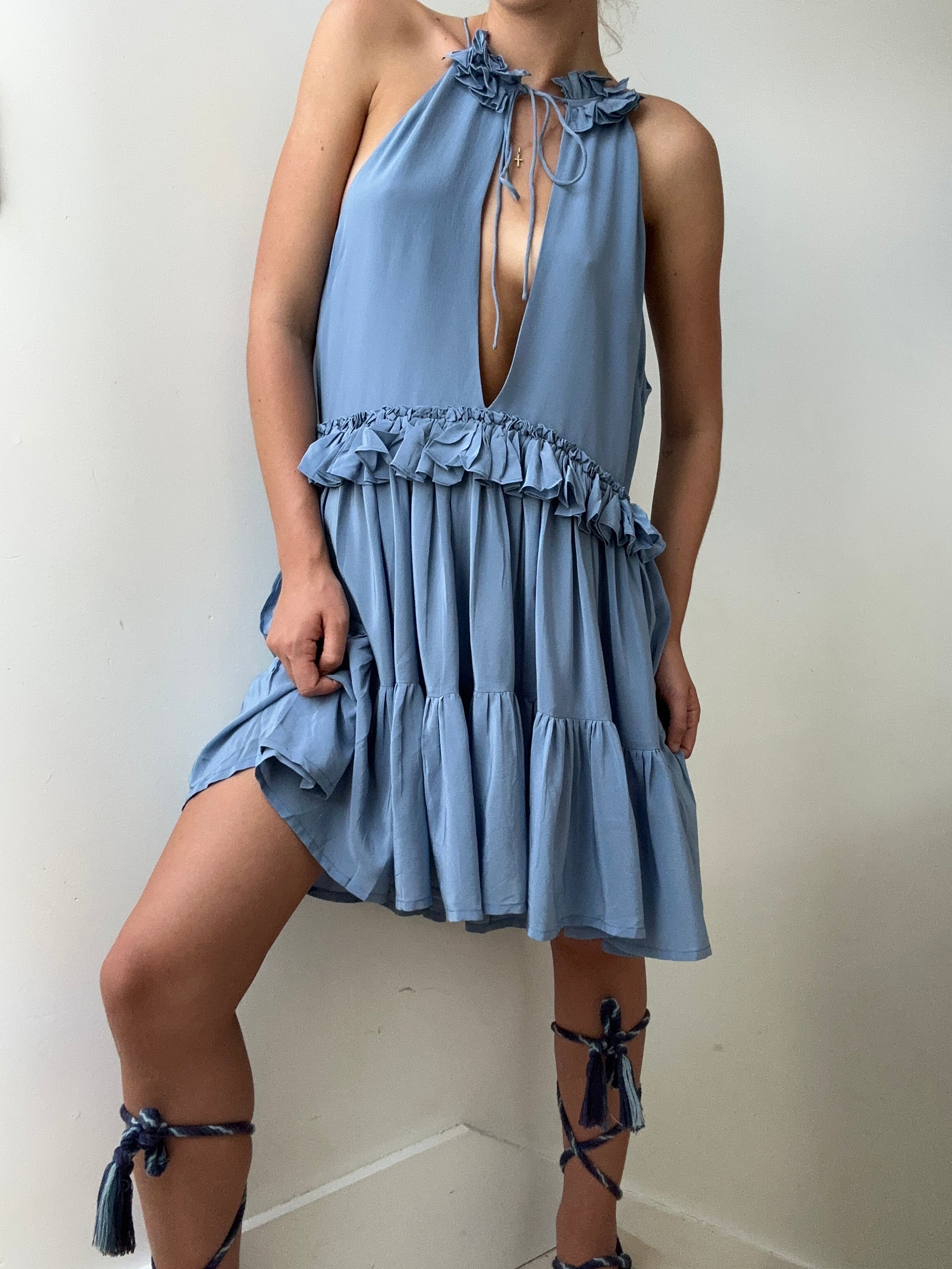 Evarae Dresses Medium Silk Frill Short Dress