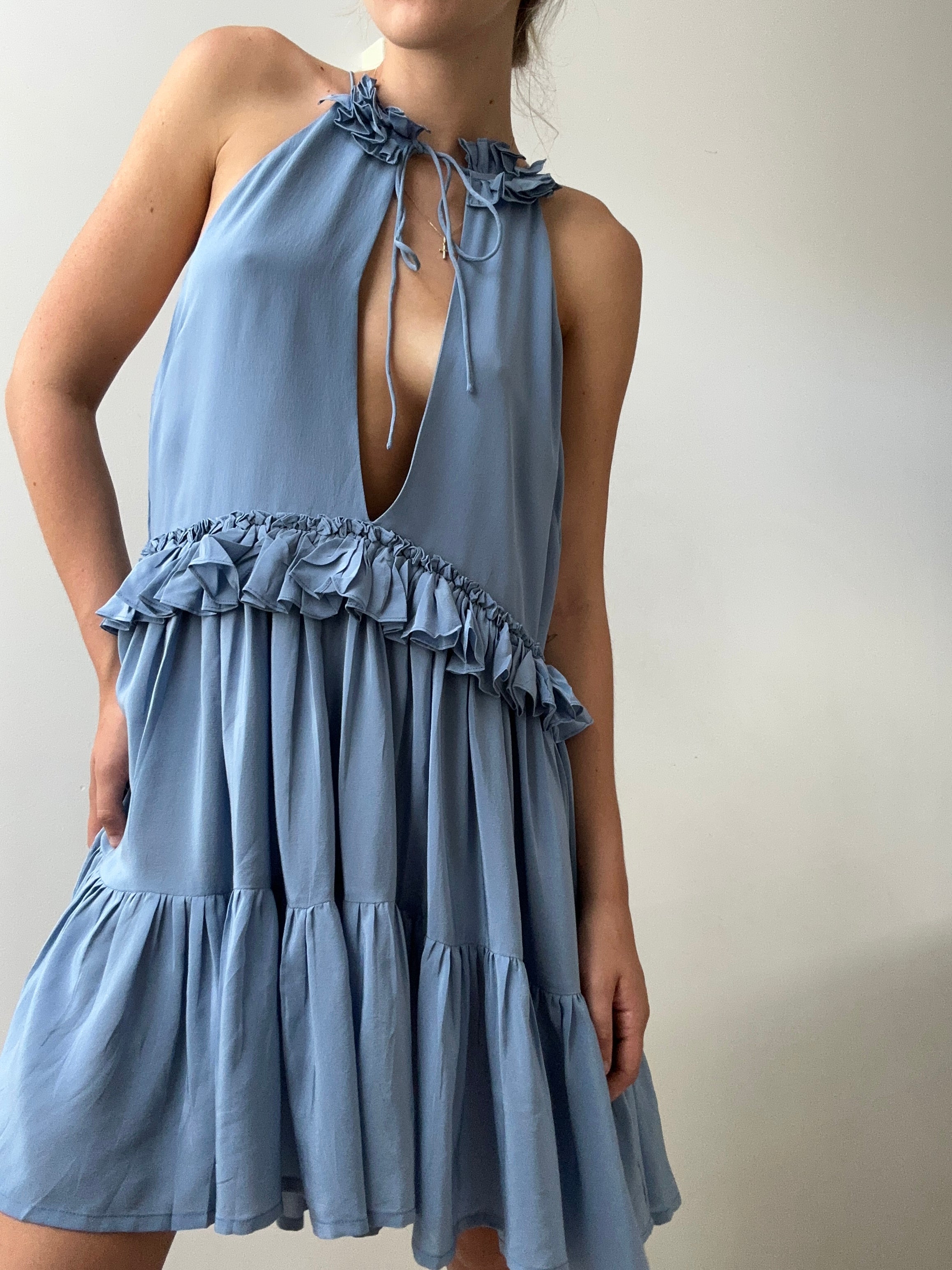 Evarae Dresses Medium Silk Frill Short Dress
