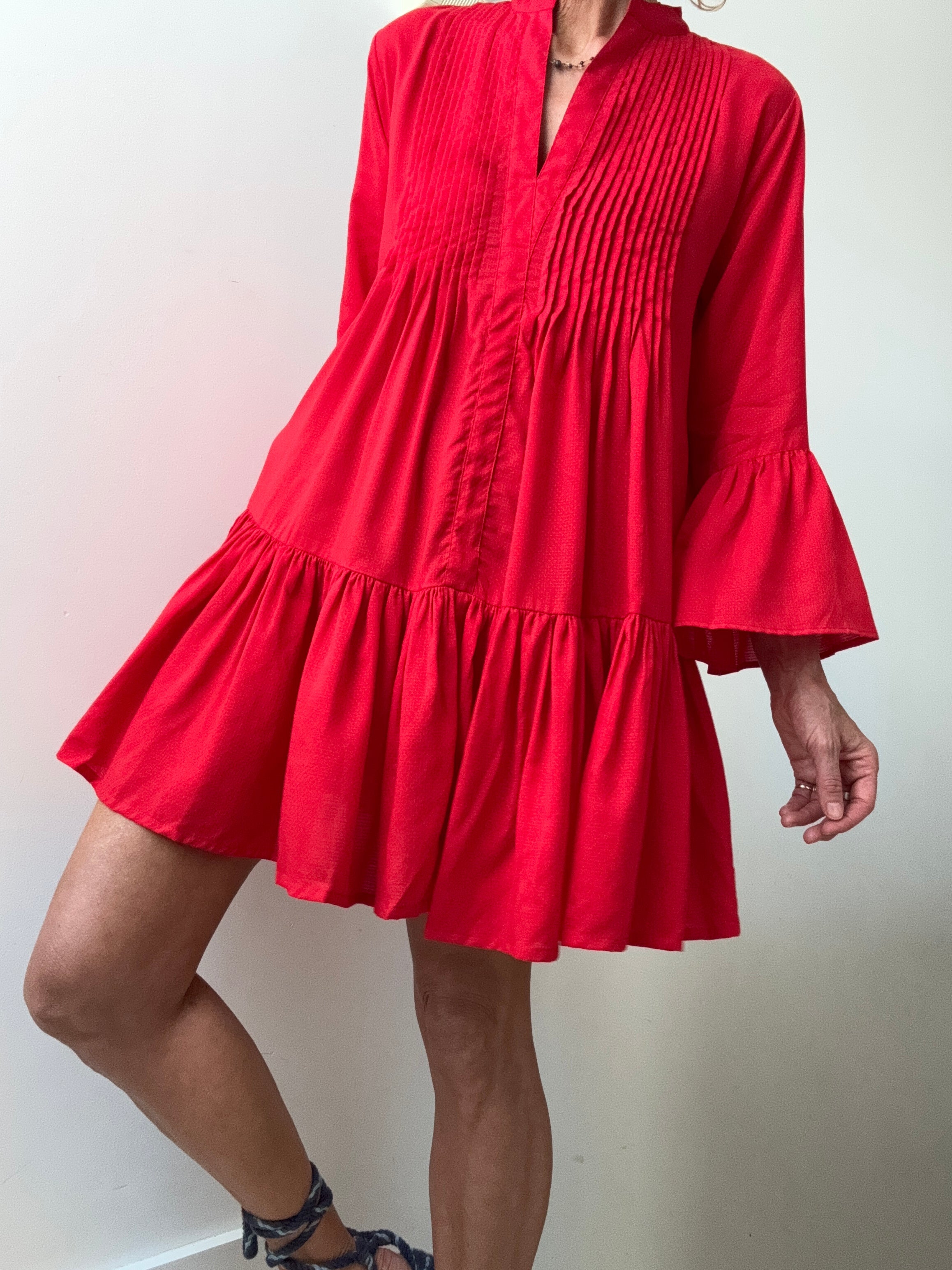 Red Evarae Cotton Tunic | Dresses