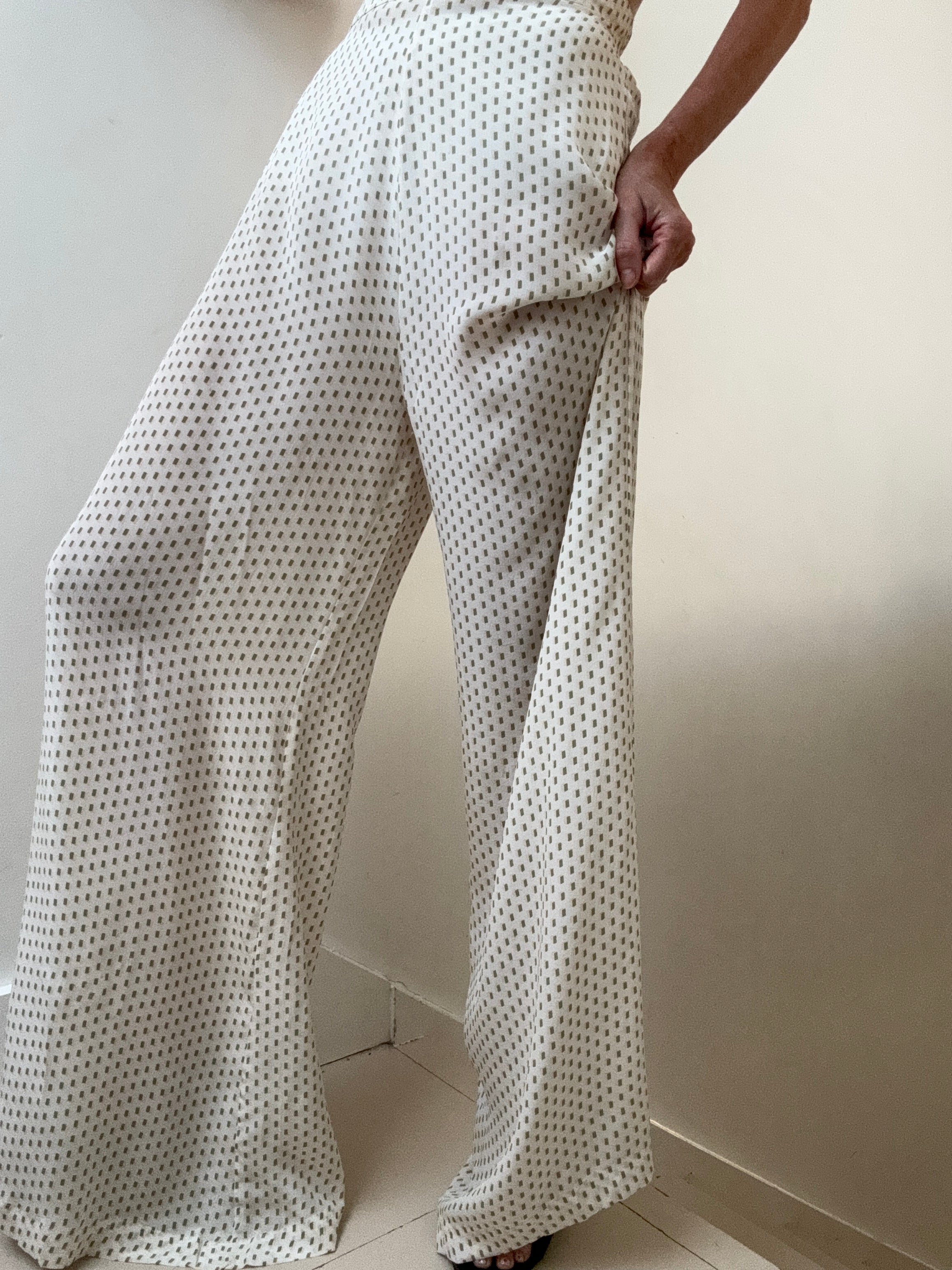 Evarae Pants Small Evare Silk Flared Trousers