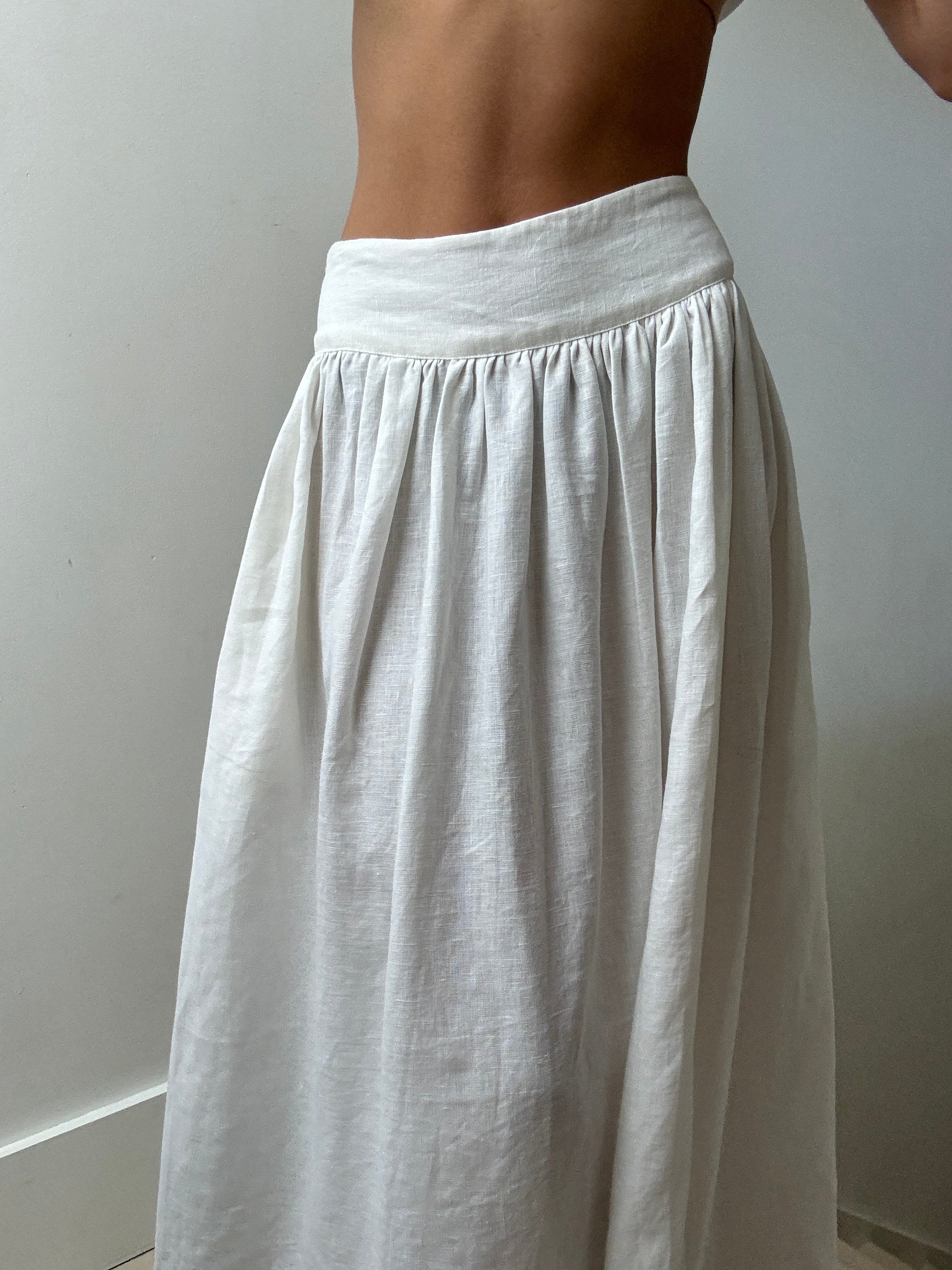 Kai Belted Linen Midi Skirt | Skirts