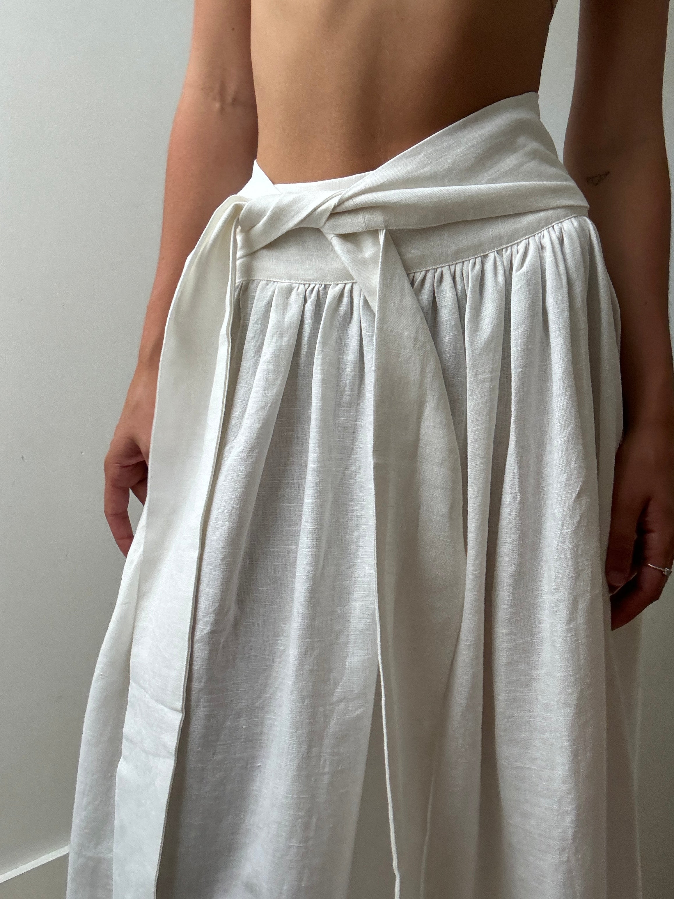 Kai Belted Linen Midi Skirt | Skirts