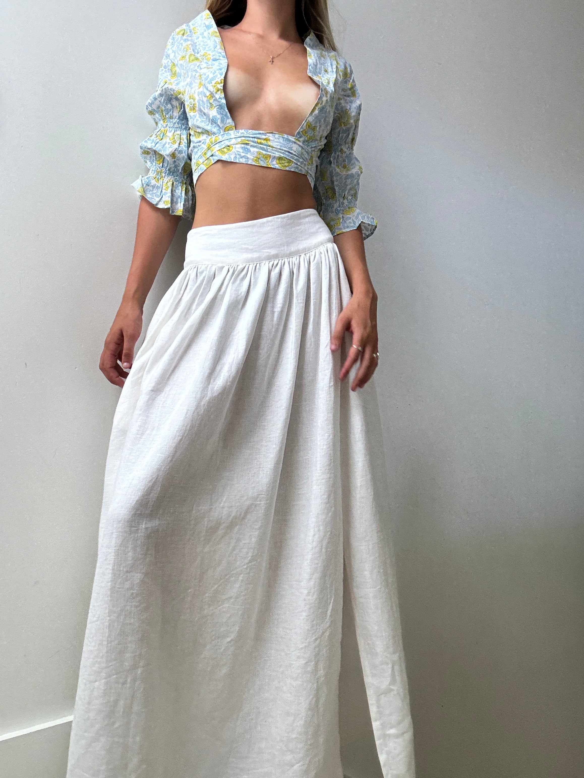 Kai Belted Linen Midi Skirt | Skirts