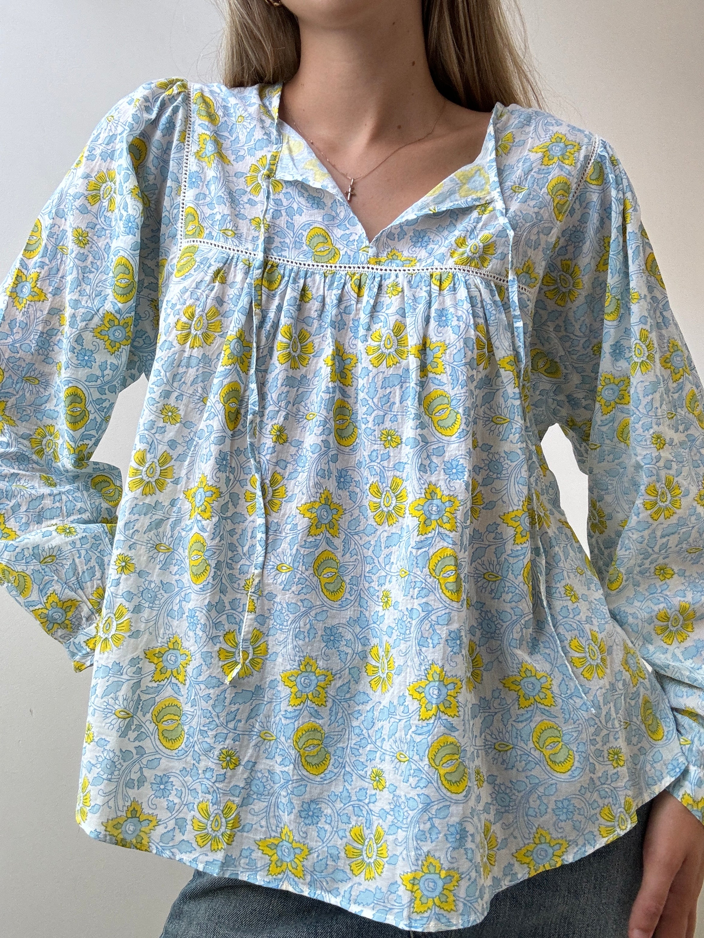 Floral Cotton Top | Tops