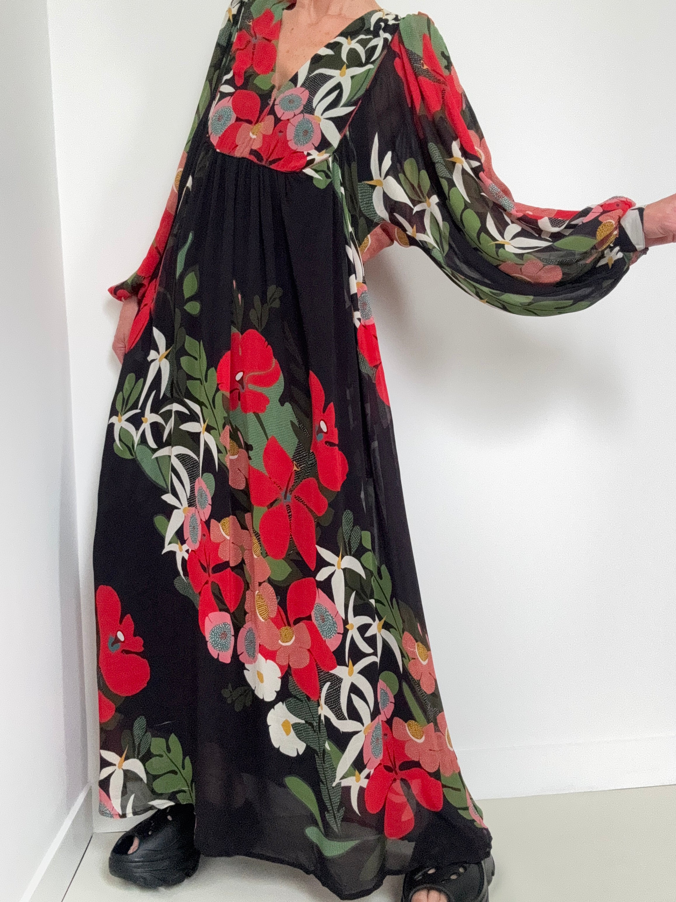 Farm Rio Dresses Anthropologie Floral V Neck Maxi Dress