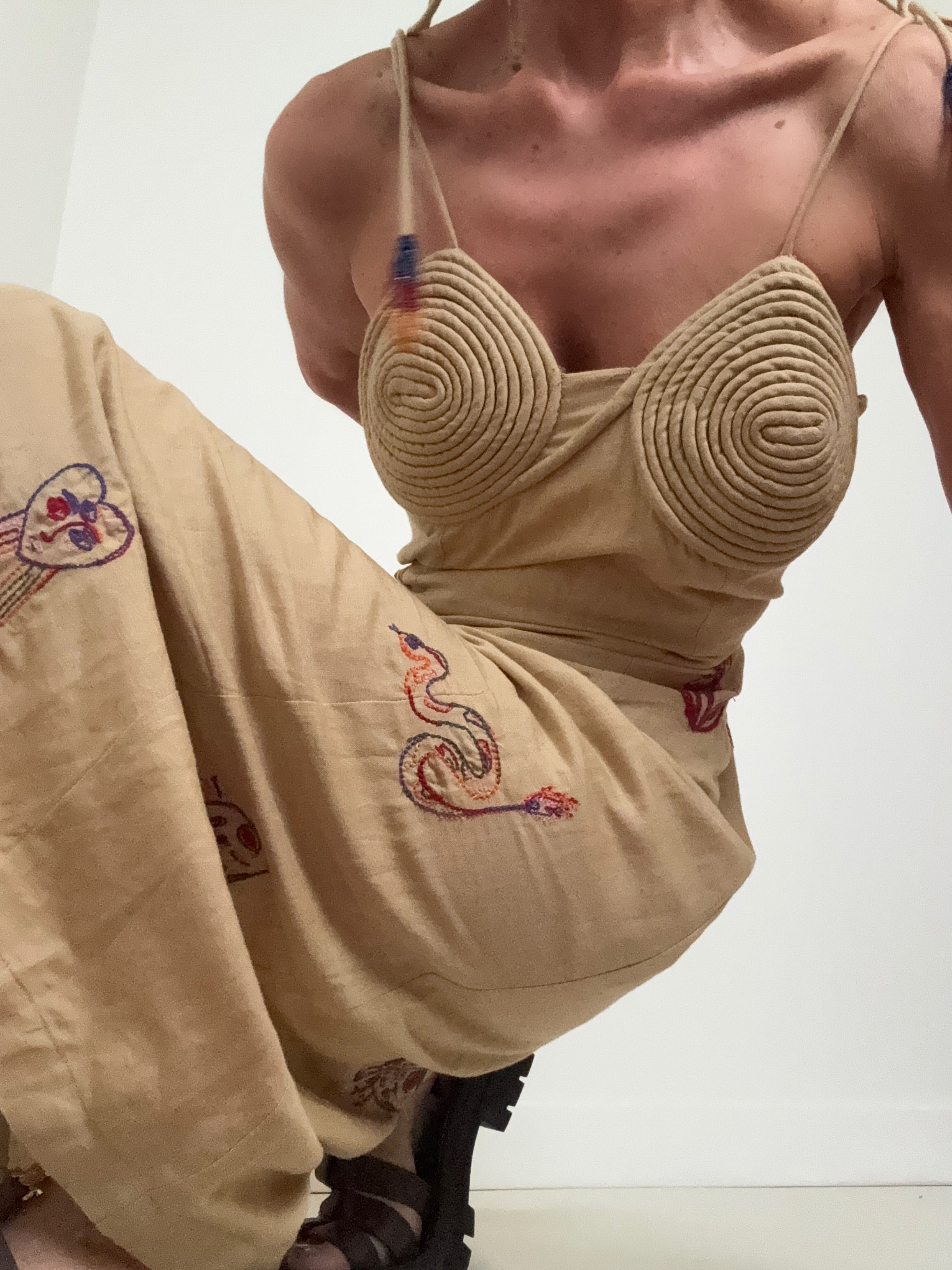 Embroidered Linen Blend Dress | Dresses