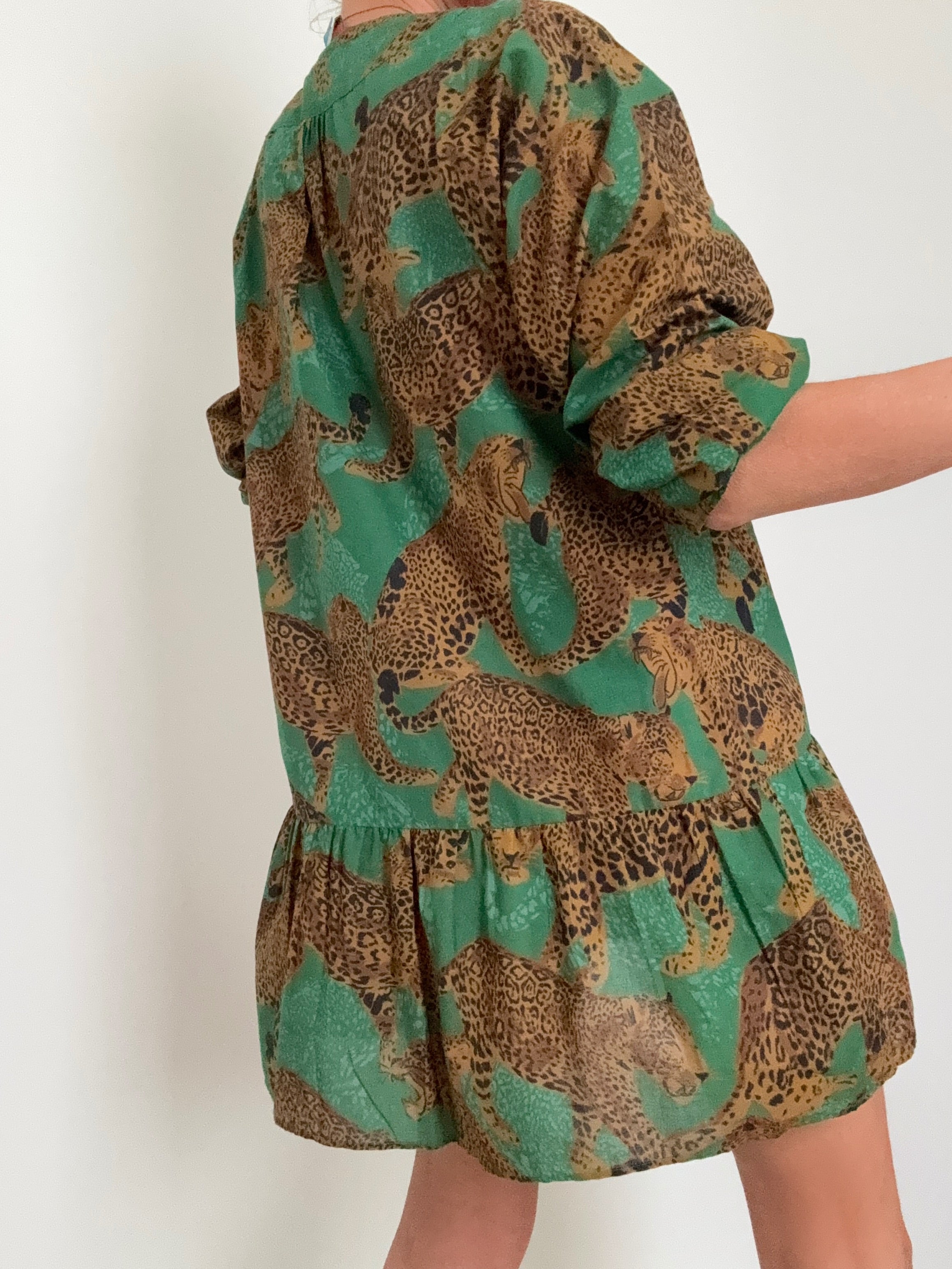 Farm Rio Dresses Farm Rio Artsy Leopard Mini Dress Green