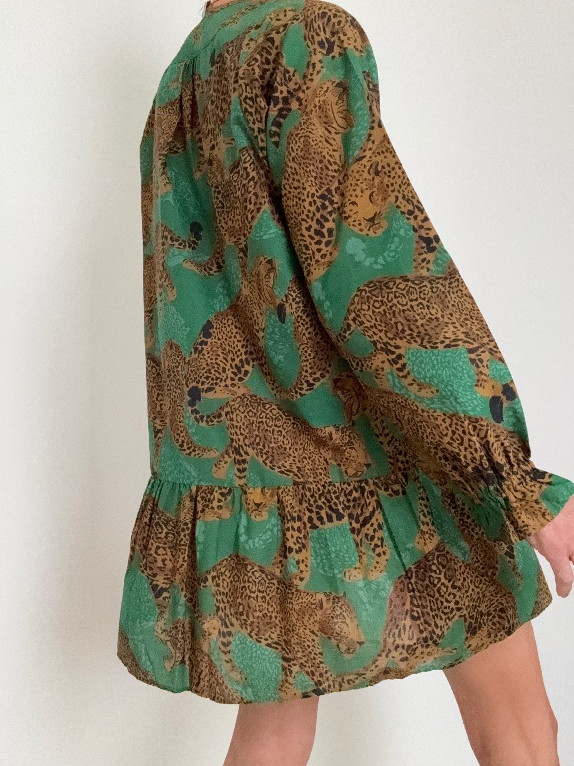 Farm Rio Dresses Farm Rio Artsy Leopard Mini Dress Green