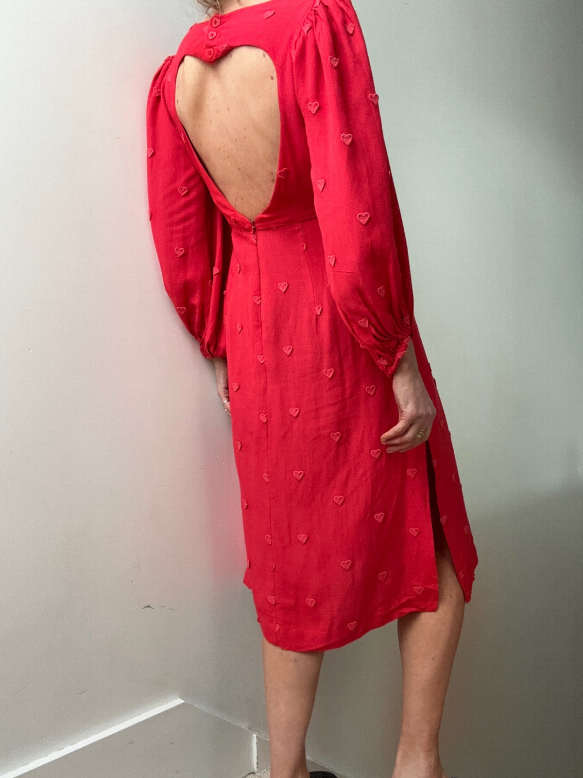 knee length dresses for ladies Farm Rio Heart Deco Long Sleeve Jersey Midi Dress main image 1