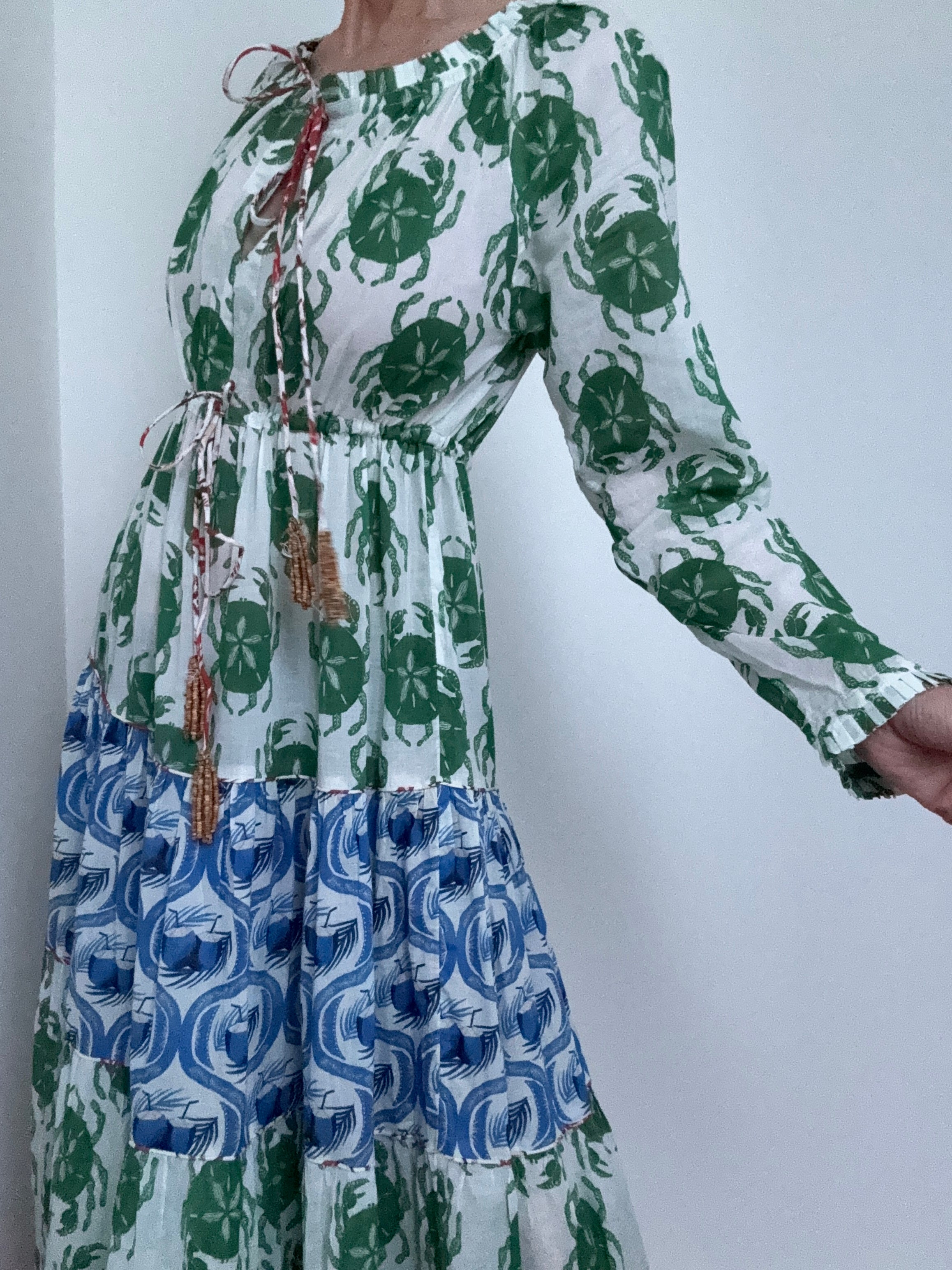 Farm Rio Dresses Stamp Mix Long Sleeve Maxi Dress