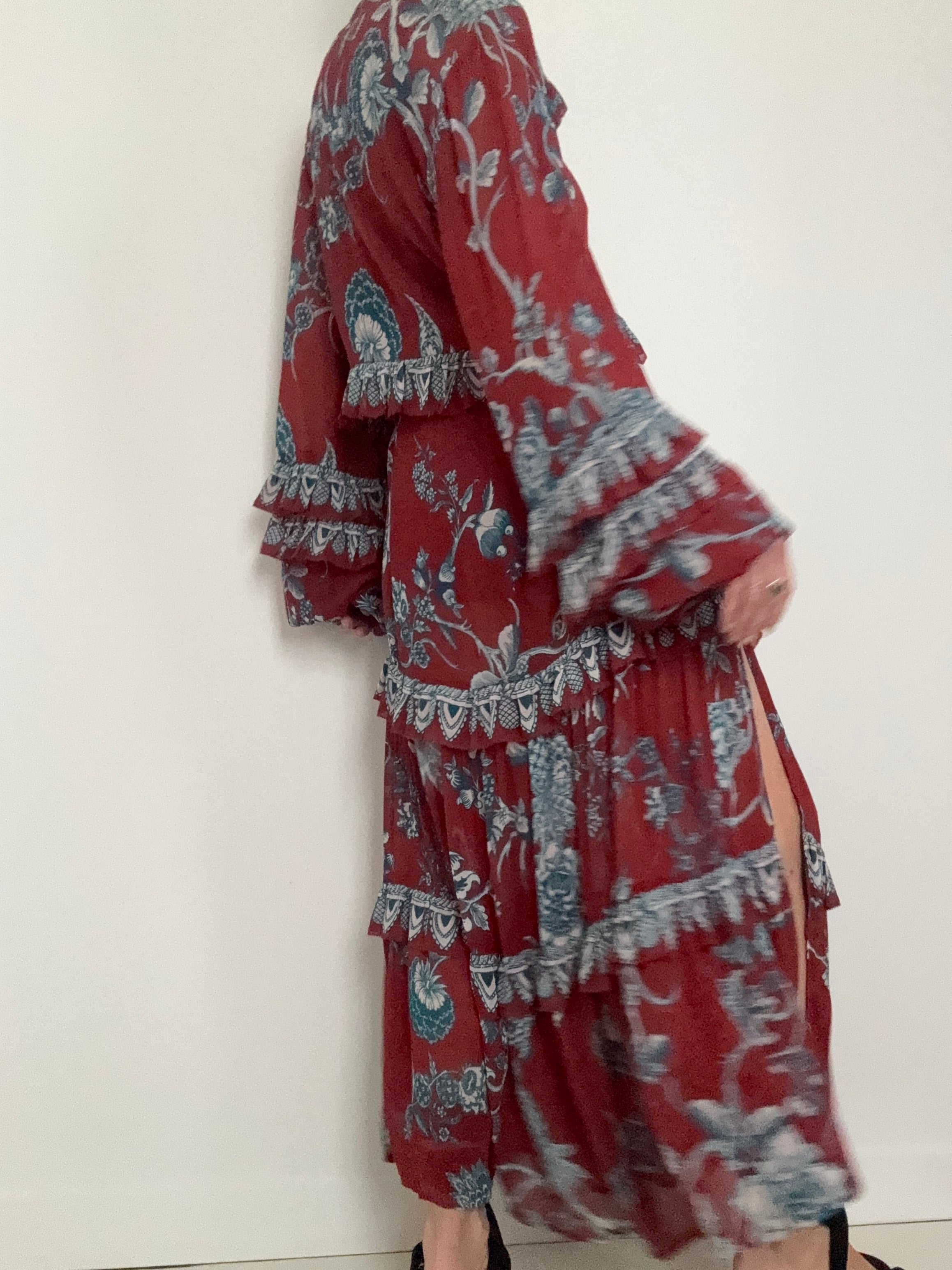 Farm Rio Dresses Tropical Landing Ruffle Maxi Dress