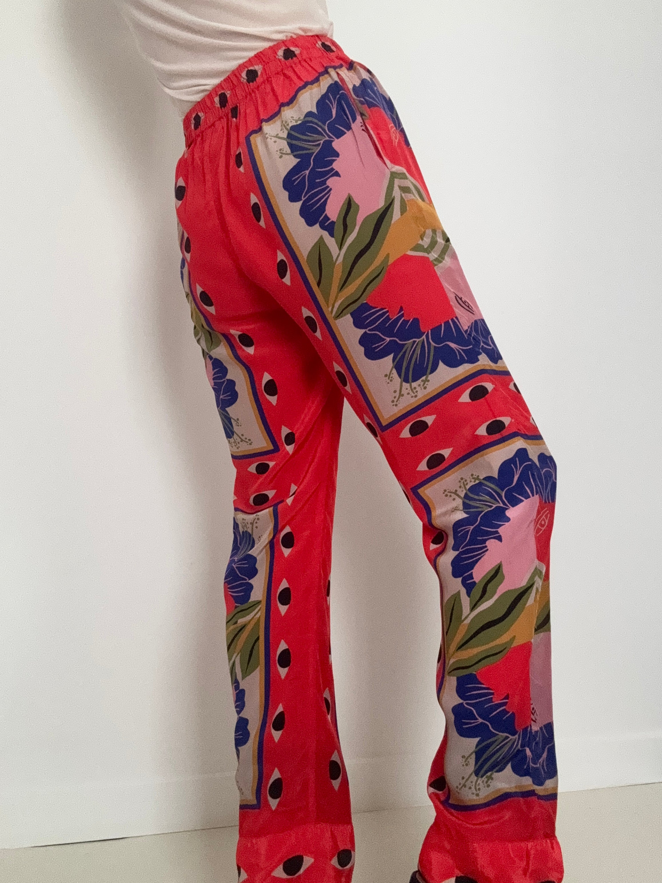 Farm Rio Pants Sand Surreal Scarf Pajama Pants