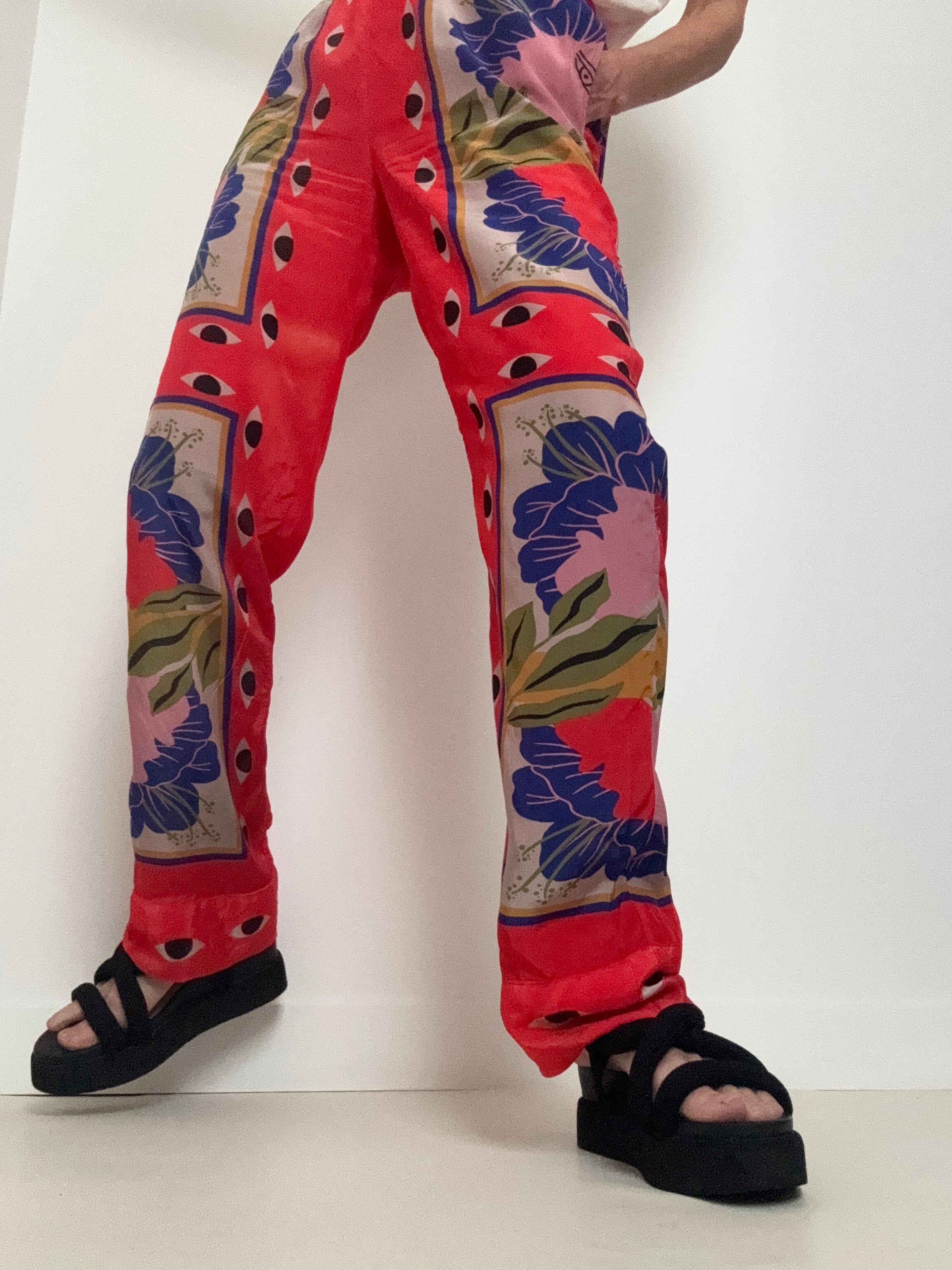 Farm Rio Pants Sand Surreal Scarf Pajama Pants