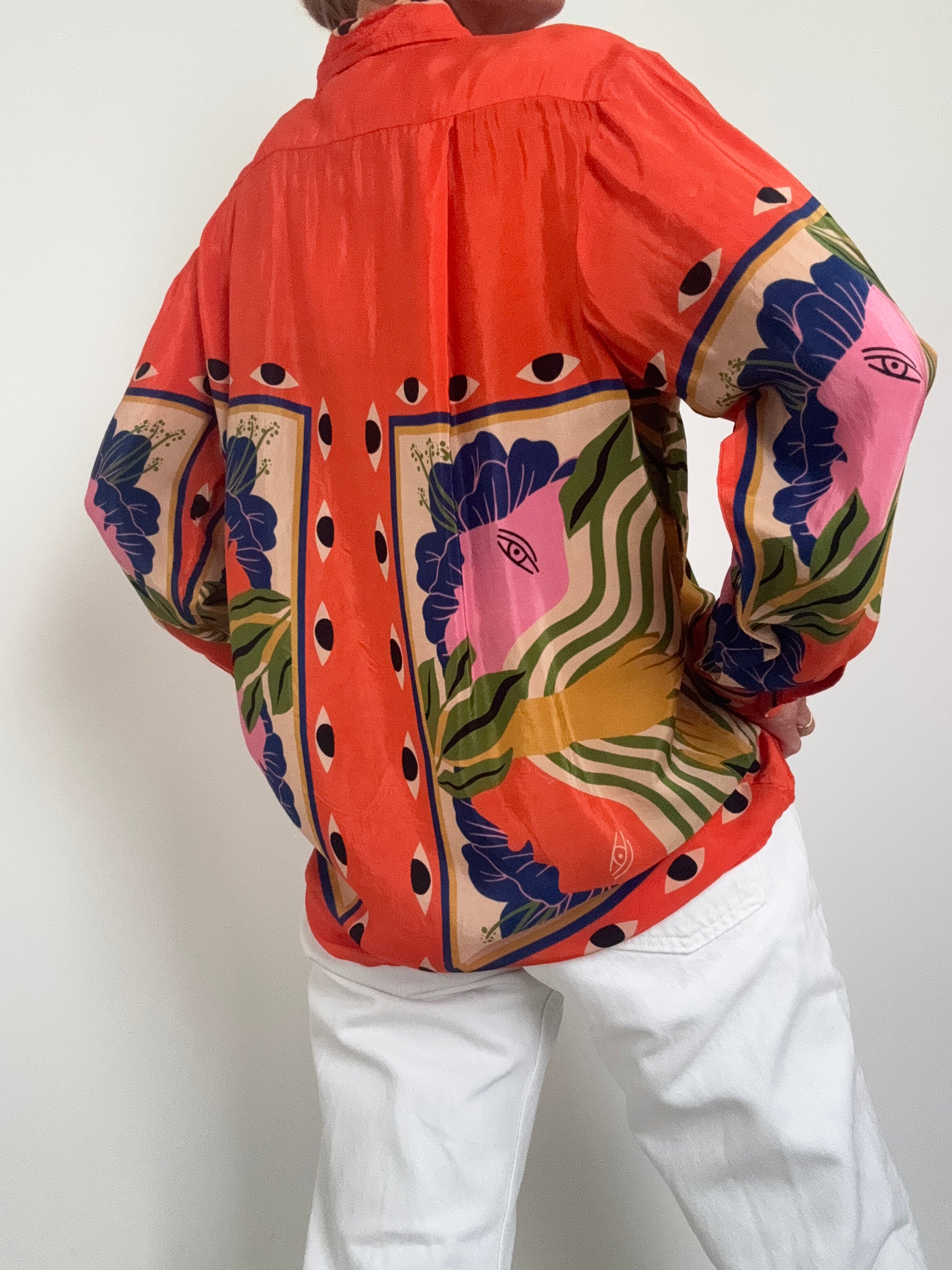Sand Surreal Scarf Pajama Shirt Tangerine | Shirts